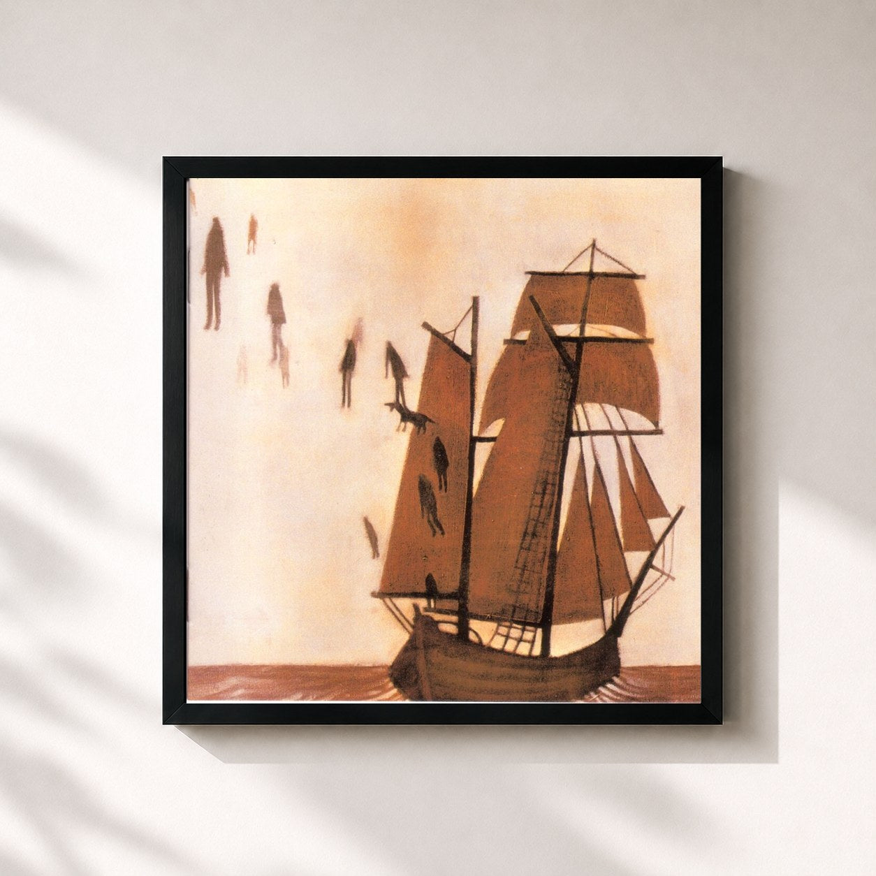#noir Tableau carré de l'album Castaways and Cutouts de The Decemberists, cadre noir 32x32 cm