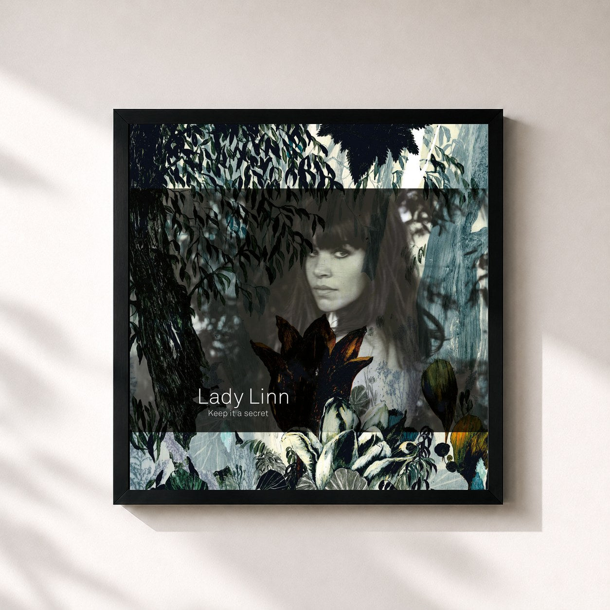 #noir Tableau carré de l'album Keep It A Secret de Lady Linn, cadre noir 32x32 cm
