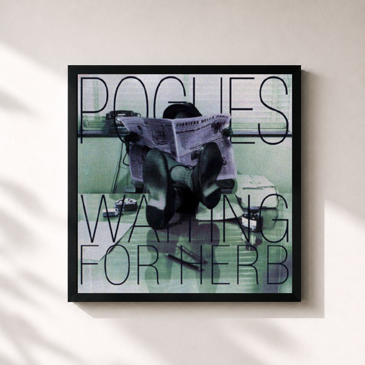 #noir Tableau carré de l'album Waiting for Herb (Expanded) de The Pogues, cadre noir 32x32 cm