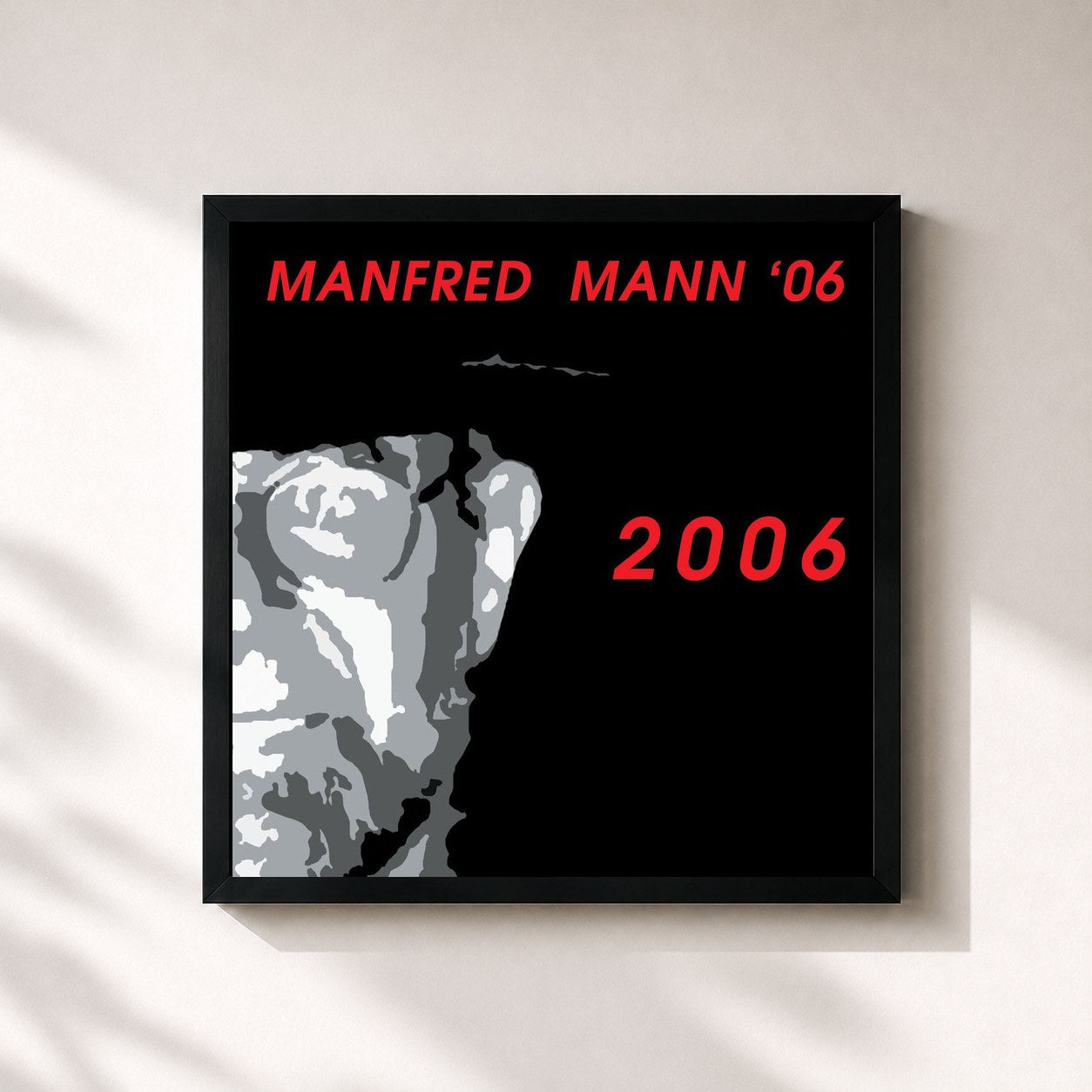 #noir Tableau carré de l'album 2006 de Manfred Mann, cadre noir 32x32 cm