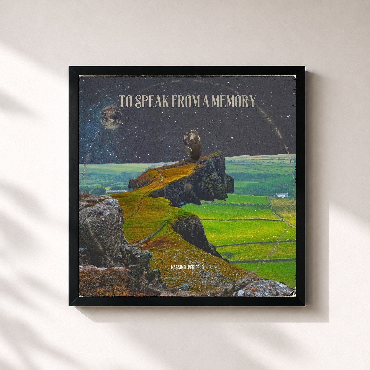 #noir Tableau carré de l'album To Speak from a Memory de Massimo Pericolo, cadre noir 32x32 cm