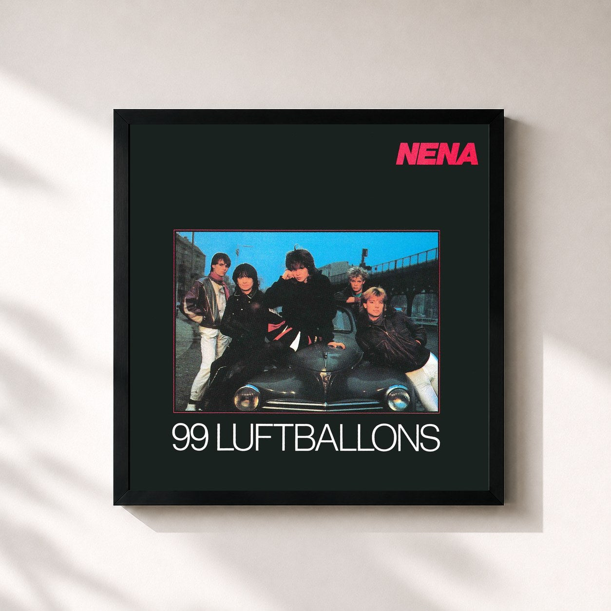 #noir Tableau carré de l'album 99 Luftballons de Nena, cadre noir 32x32 cm