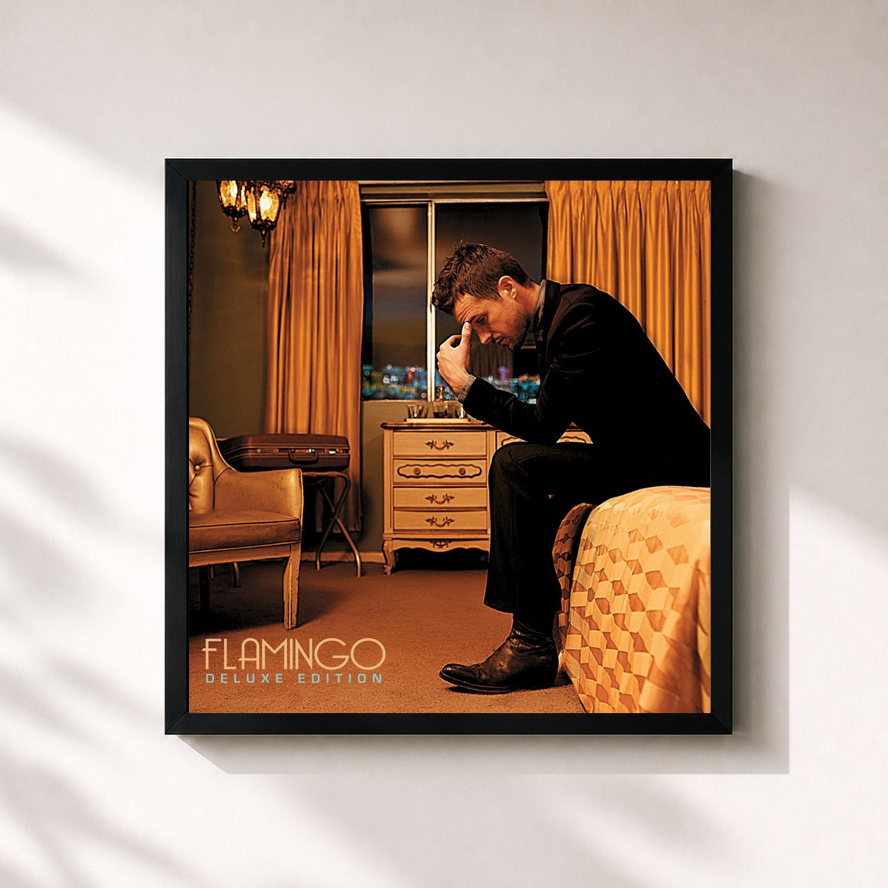 #noir Tableau carré de l'album Flamingo (Deluxe Edition) de Brandon Flowers, cadre noir 32x32 cm
