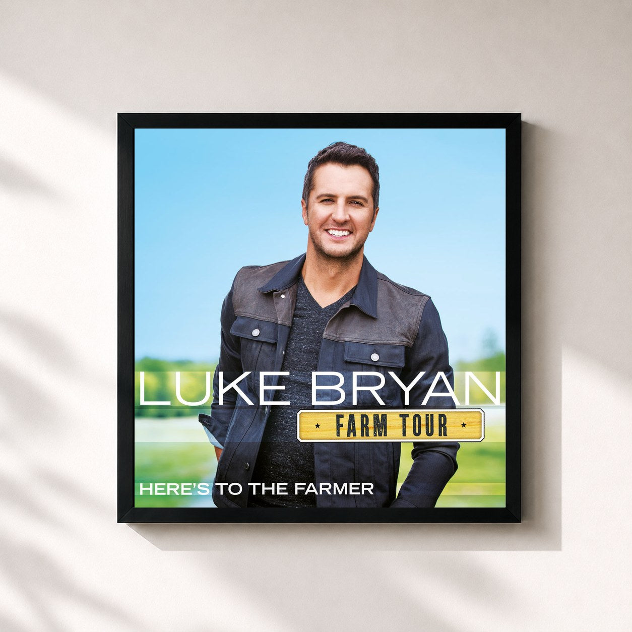 #noir Tableau carré de l'album Farm Tour…Here’s To The Farmer de Luke Bryan, cadre noir 32x32 cm