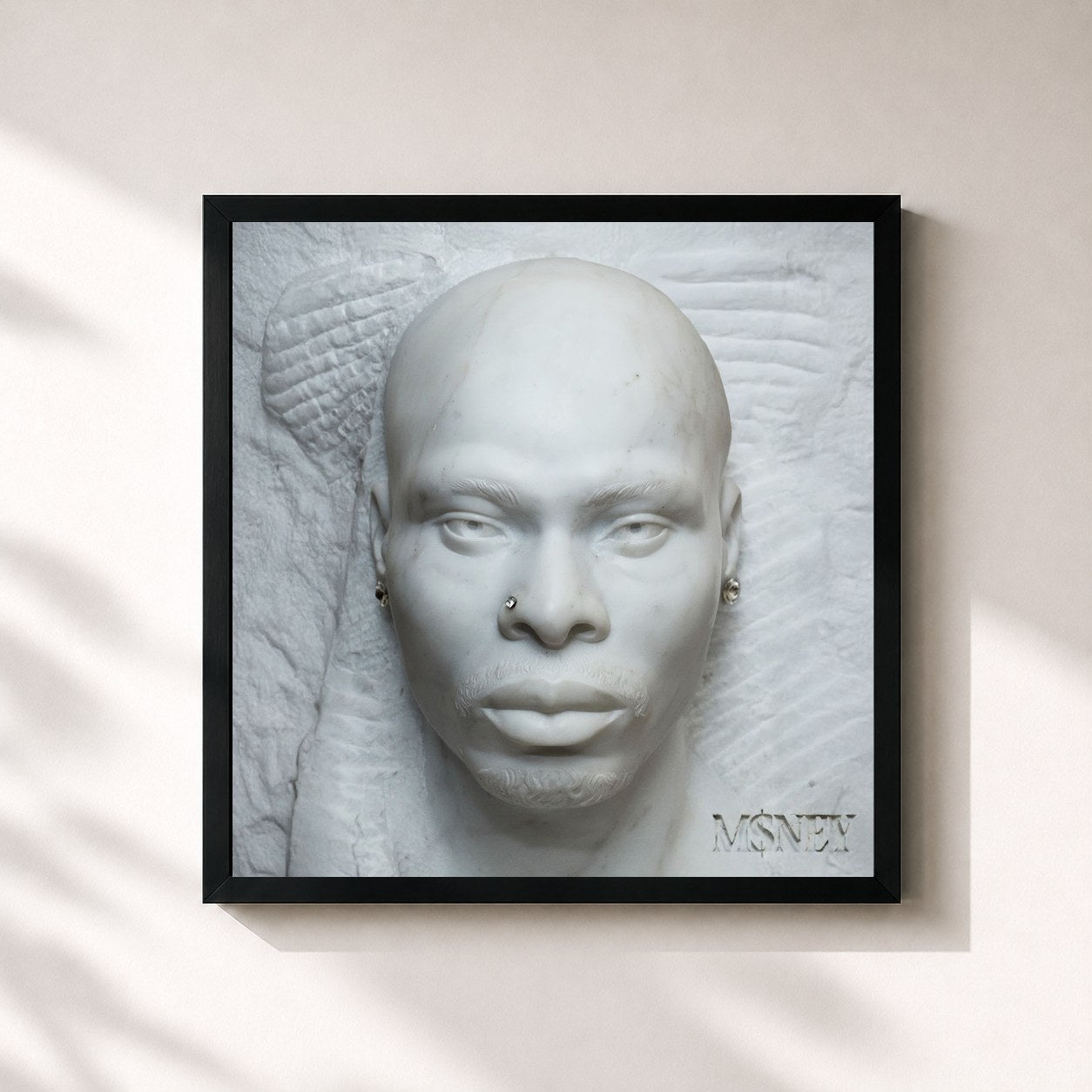 #noir Tableau carré de l'album M$NEY de Asake, cadre noir 32x32 cm