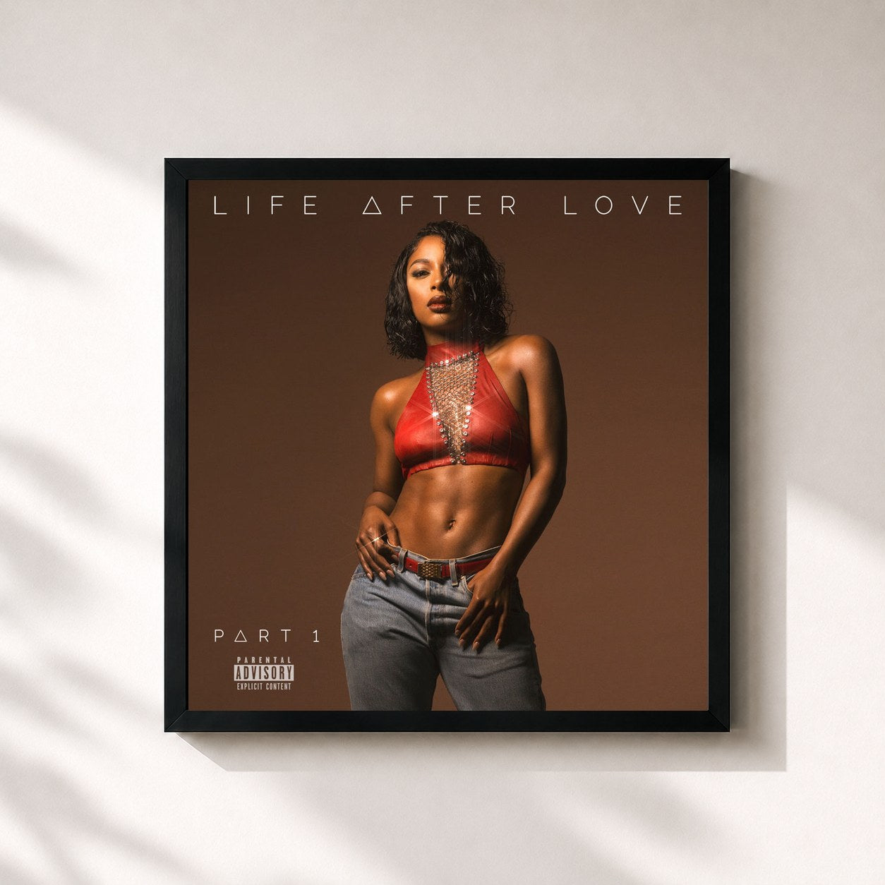 #noir Tableau carré de l'album Life After Love, Pt. 1 de Victoria Monét, cadre noir 32x32 cm