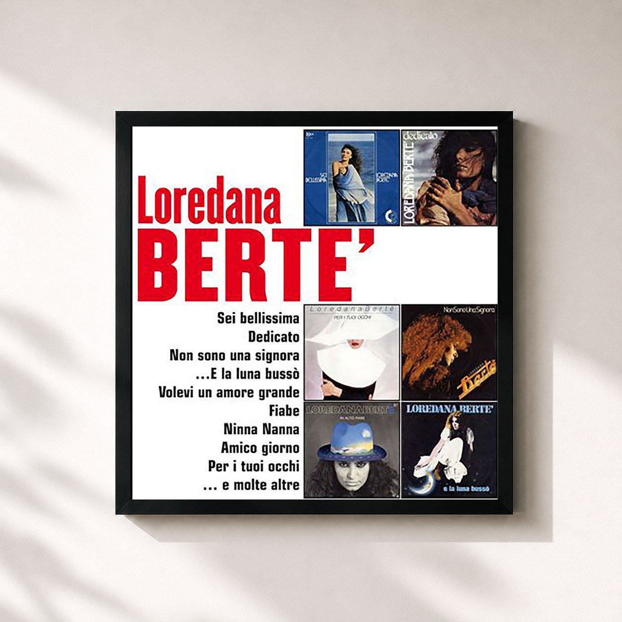 #noir Tableau carré de l'album I Grandi Successi: Loredana Bertè de Loredana Bertè, cadre noir 32x32 cm