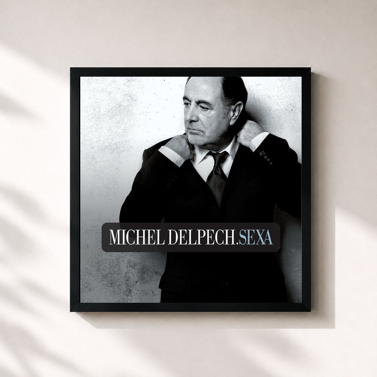 #noir Tableau carré de l'album Sexa de Michel Delpech, cadre noir 32x32 cm