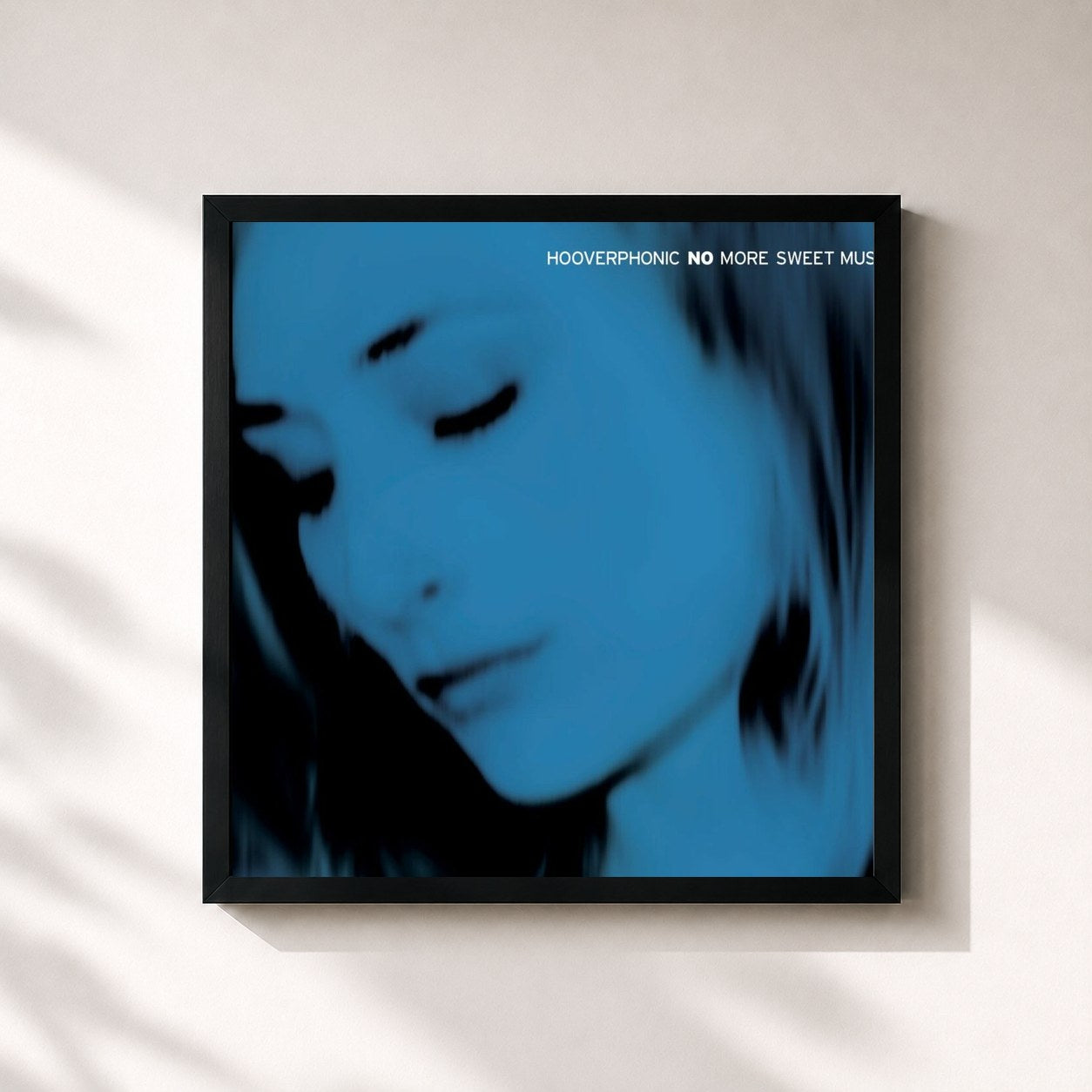 #noir Tableau carré de l'album No More Sweet Music de Hooverphonic, cadre noir 32x32 cm