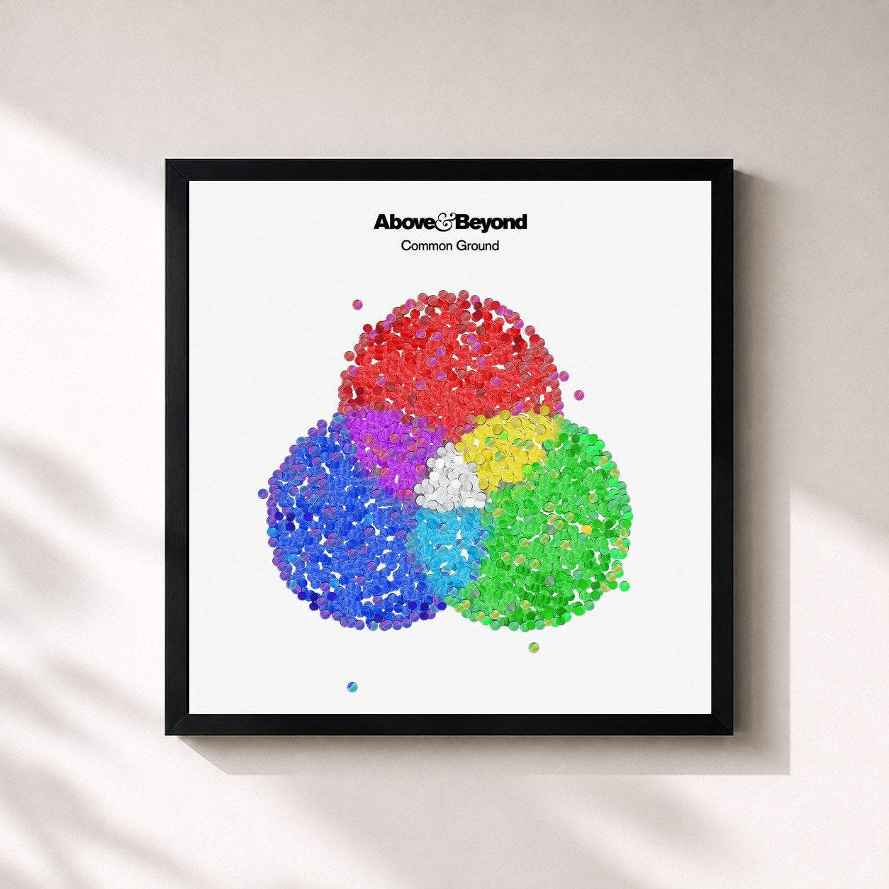 #noir Tableau carré de l'album Common Ground de Above & Beyond, cadre noir 32x32 cm