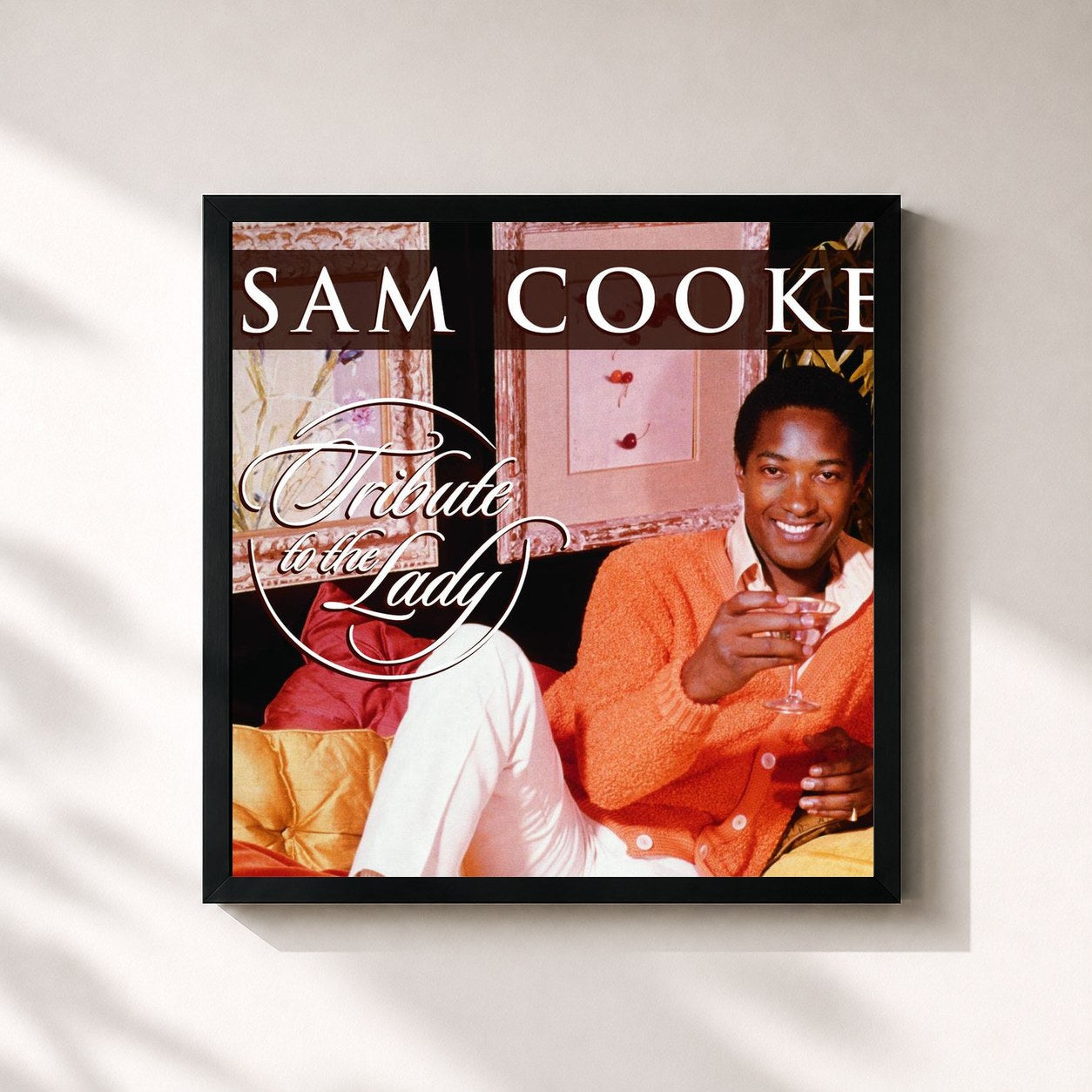 #noir Tableau carré de l'album Tribute To The Lady (International Version) de Sam Cooke, cadre noir 32x32 cm