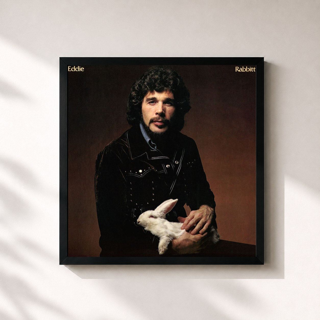 #noir Tableau carré de l'album Eddie Rabbitt de Eddie Rabbitt, cadre noir 32x32 cm