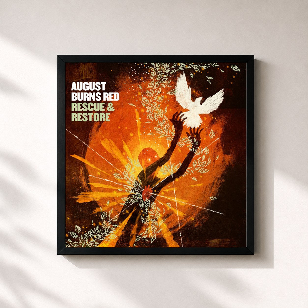 #noir Tableau carré de l'album Rescue & Restore de August Burns Red, cadre noir 32x32 cm