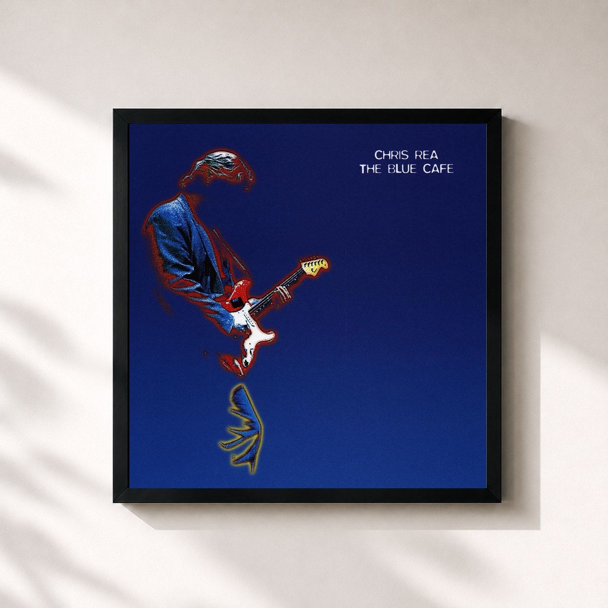 #noir Tableau carré de l'album The Blue Cafe de Chris Rea, cadre noir 32x32 cm