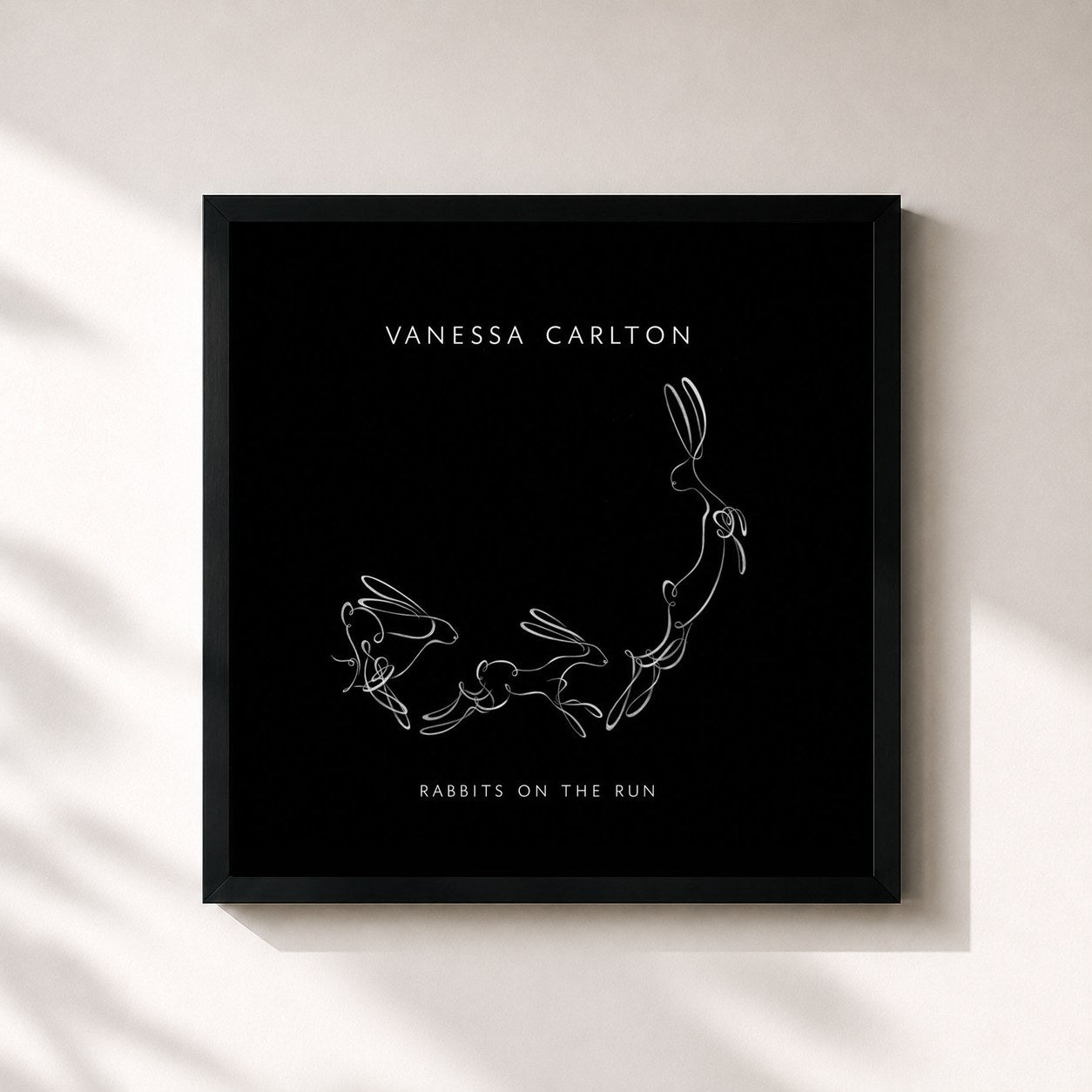 #noir Tableau carré de l'album Rabbits On The Run de Vanessa Carlton, cadre noir 32x32 cm