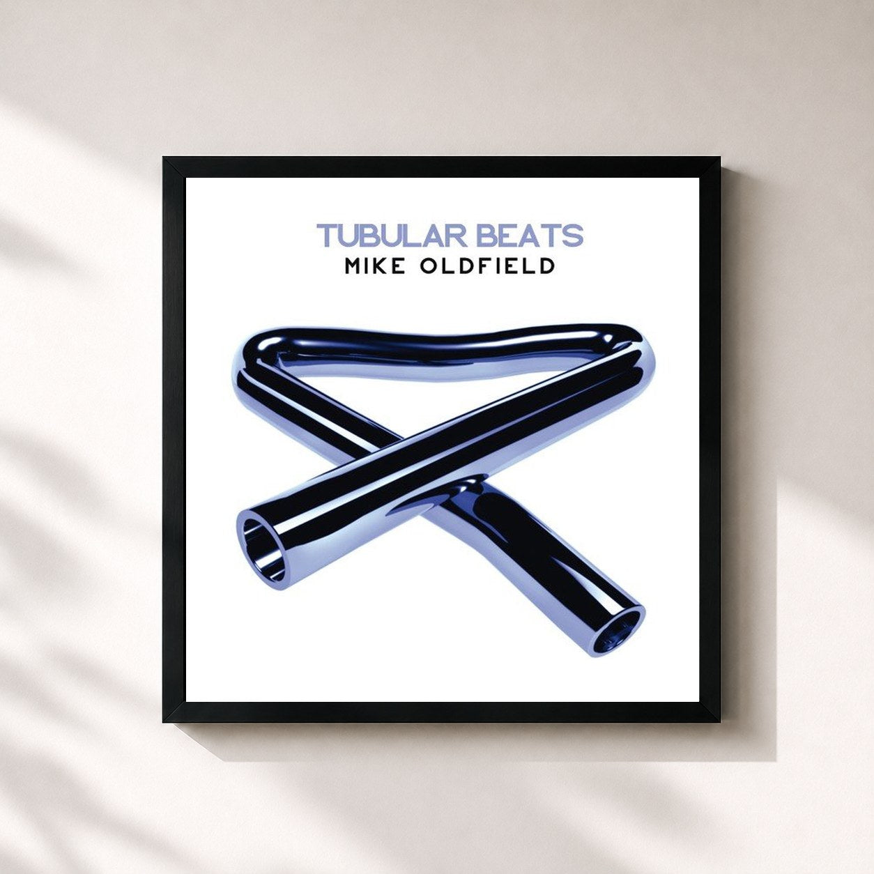#noir Tableau carré de l'album Tubular Beats de Mike Oldfield, cadre noir 32x32 cm