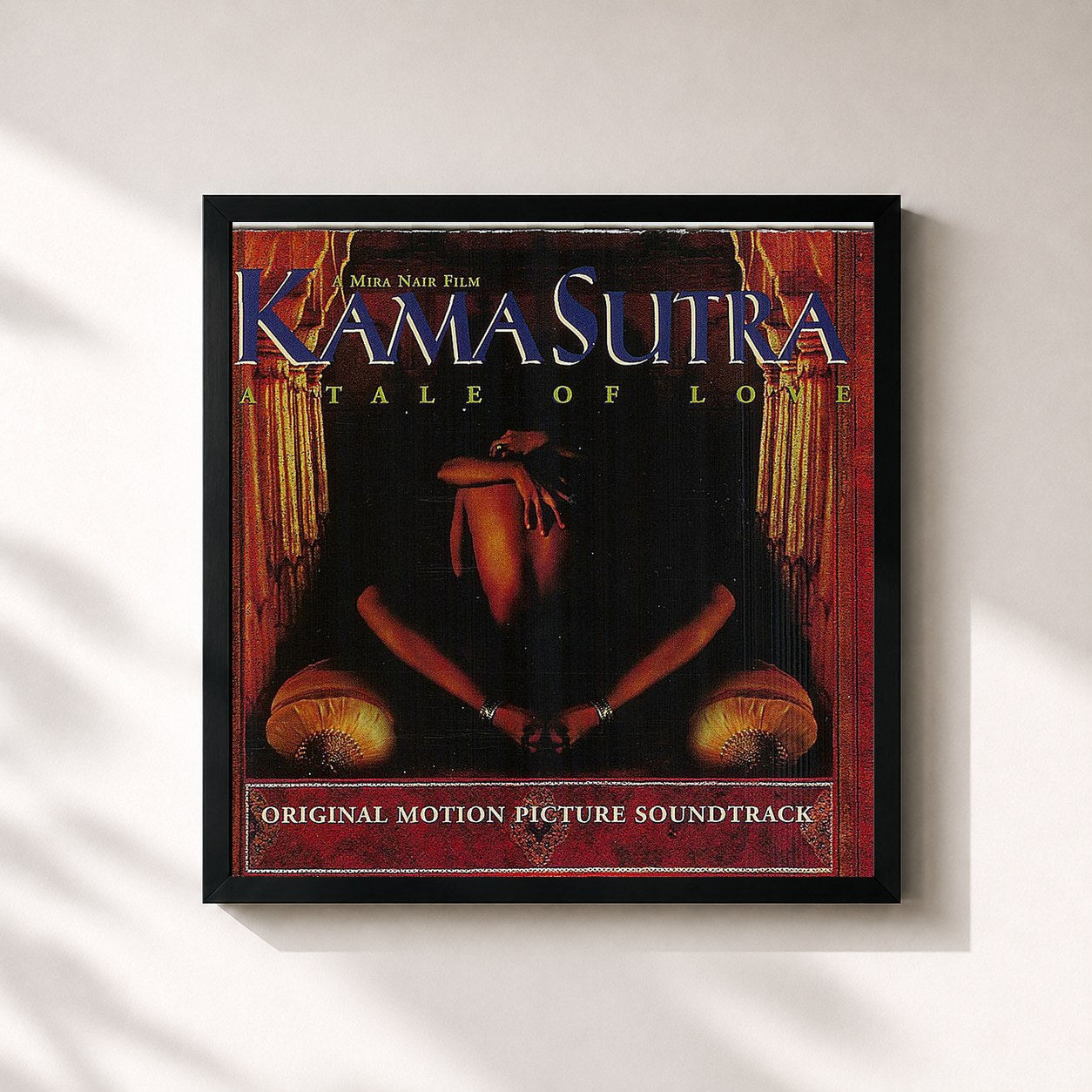 #noir Tableau carré de l'album Kama Sutra: A Tale Of Love de Mychael Danna, cadre noir 32x32 cm