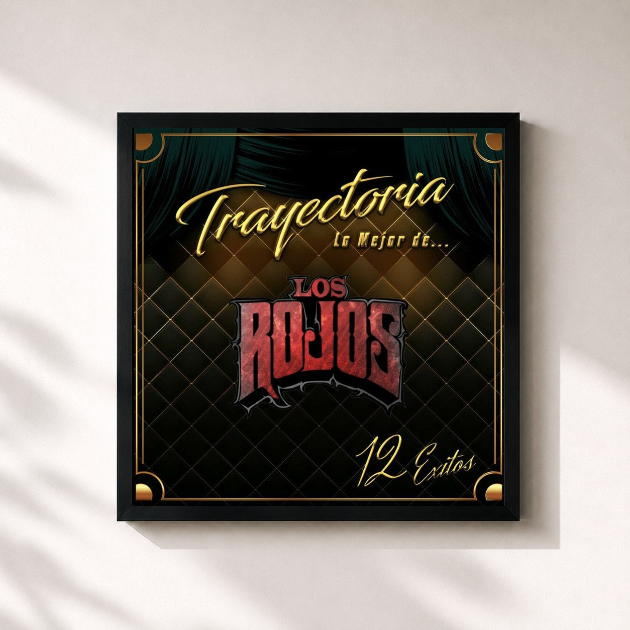 #noir Tableau carré de l'album Trayectoria Lo Mejor de... de Los Rojos, cadre noir 32x32 cm