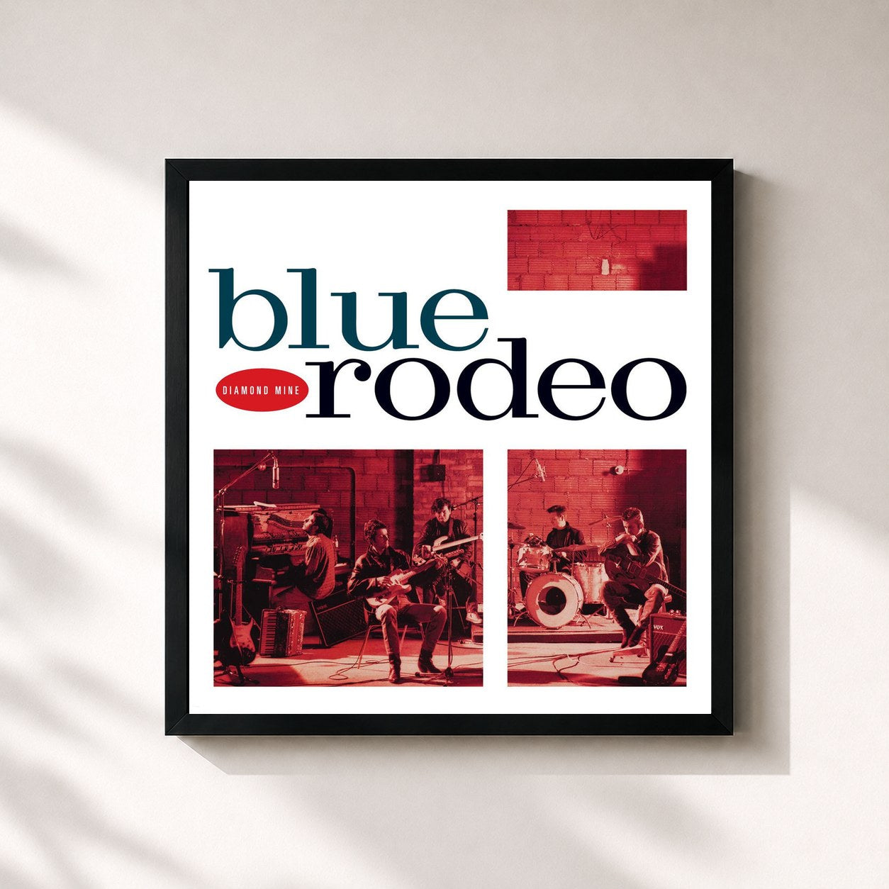 #noir Tableau carré de l'album Diamond Mine de Blue Rodeo, cadre noir 32x32 cm