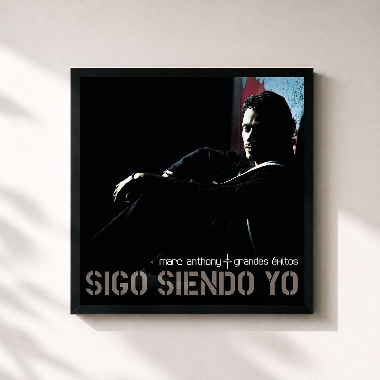 #noir Tableau carré de l'album Sigo Siendo Yo de Marc Anthony, cadre noir 32x32 cm