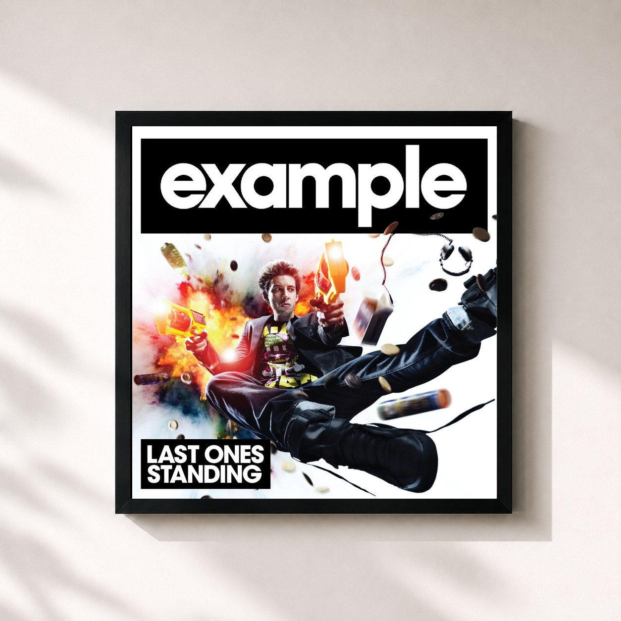 #noir Tableau carré de l'album Last Ones Standing (Remixes) de Example, cadre noir 32x32 cm