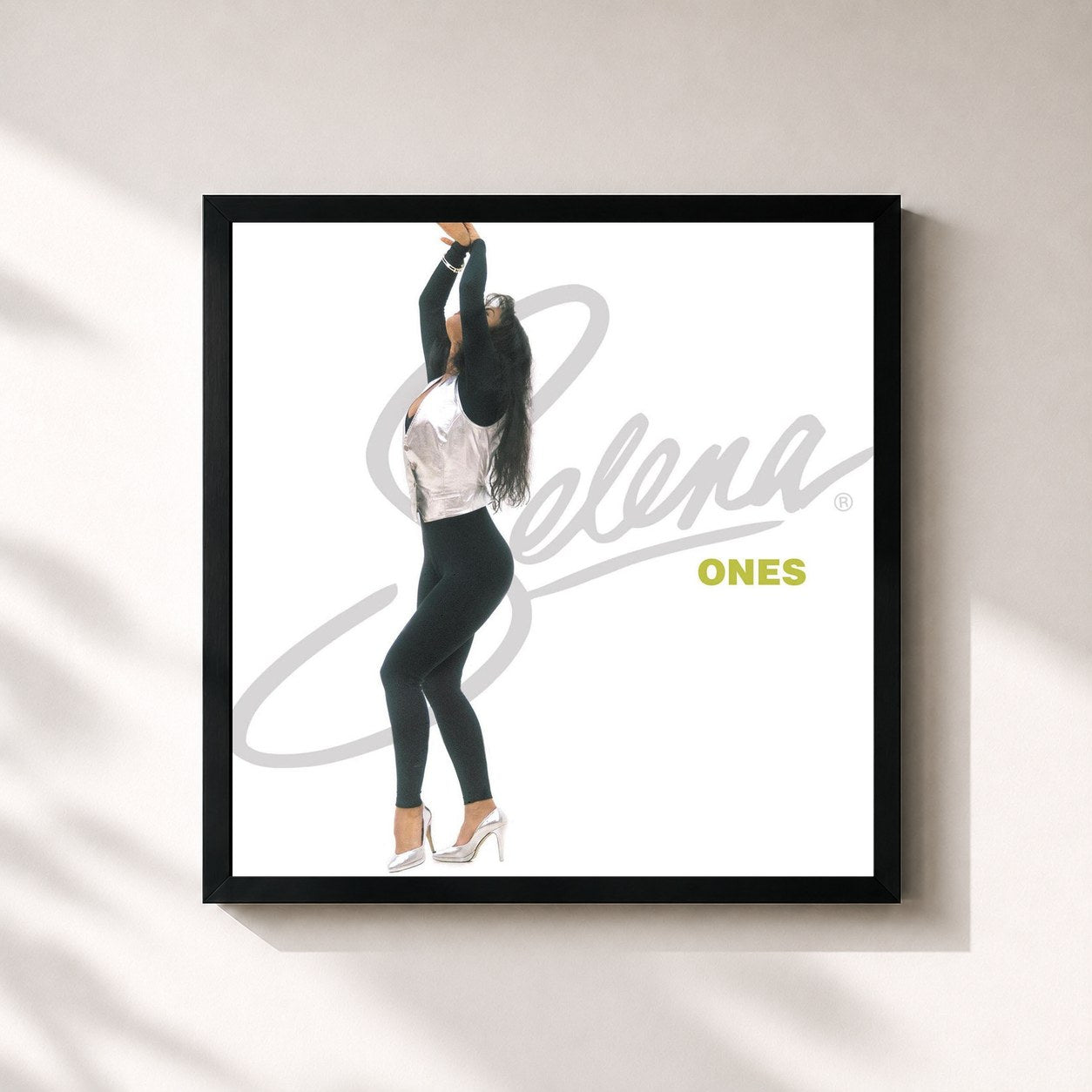 #noir Tableau carré de l'album Ones de Selena, cadre noir 32x32 cm