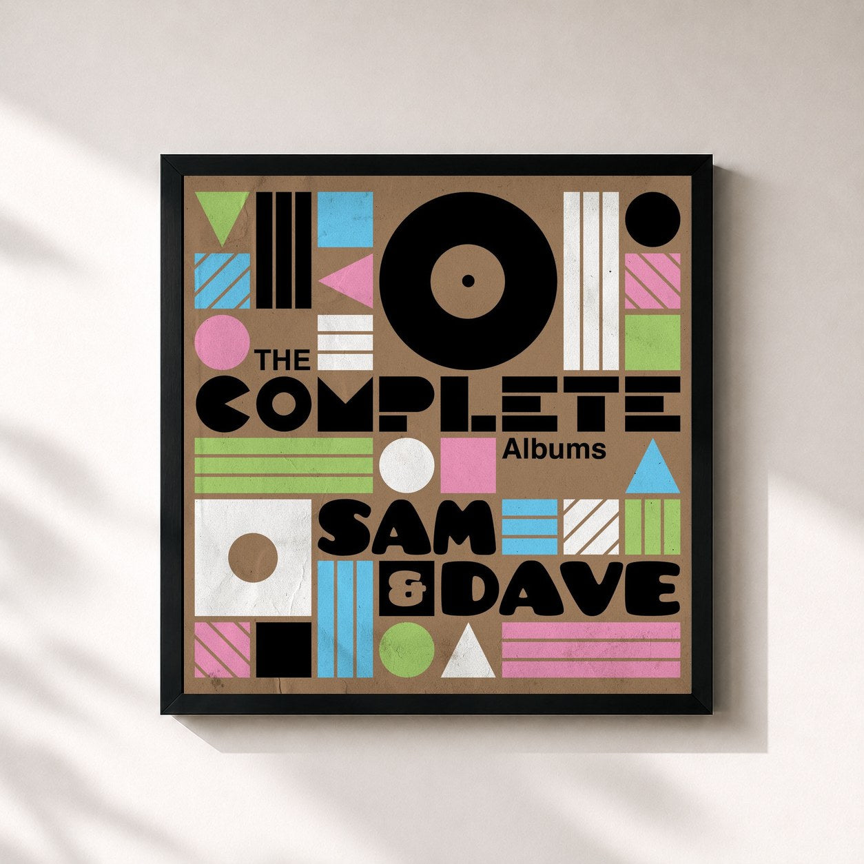 #noir Tableau carré de l'album The Complete Albums de Sam & Dave, cadre noir 32x32 cm