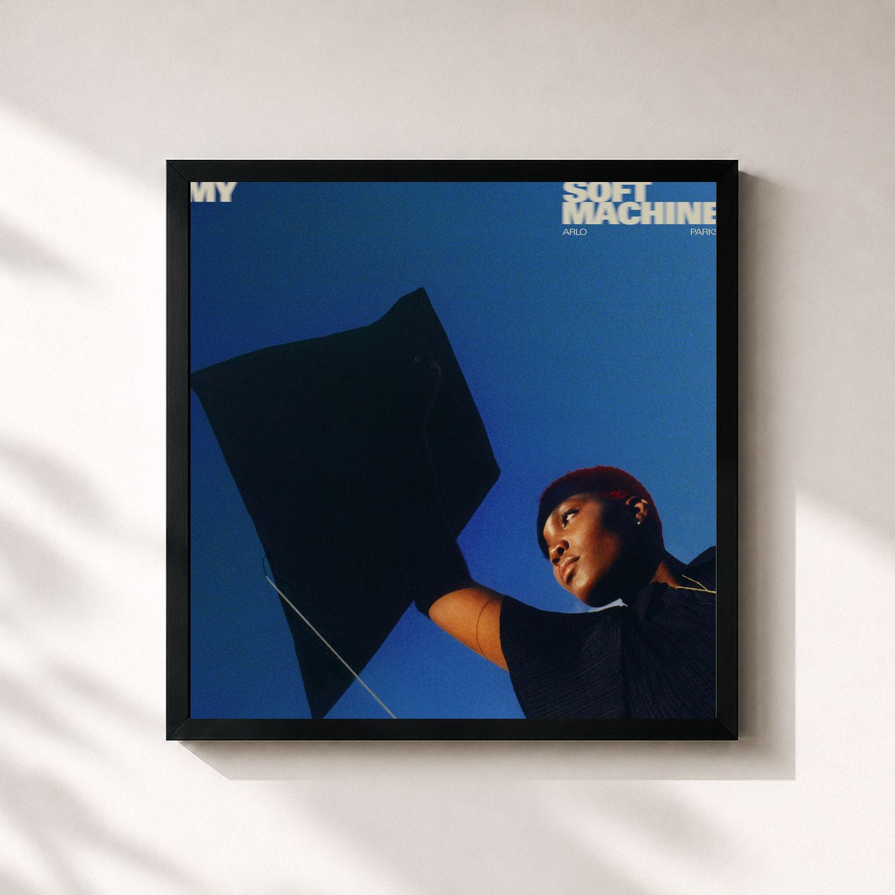 #noir Tableau carré de l'album My Soft Machine de Arlo Parks, cadre noir 32x32 cm