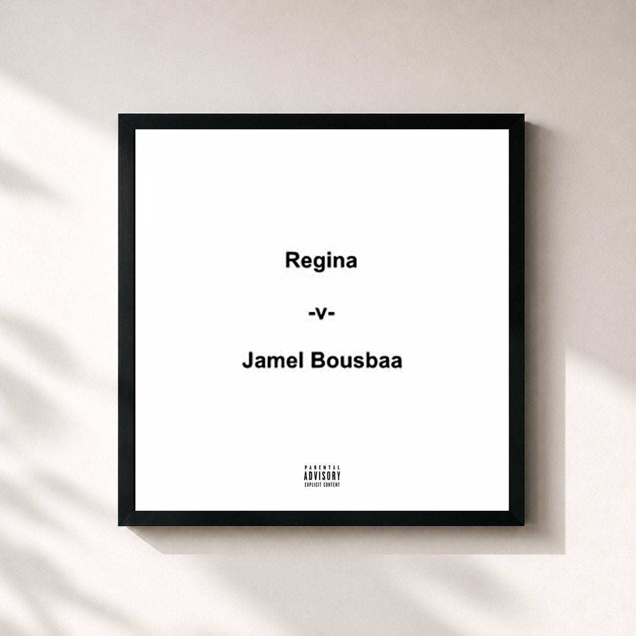 #noir Tableau carré de l'album Regina Vs Jamel Bousbaa de Potter Payper, cadre noir 32x32 cm