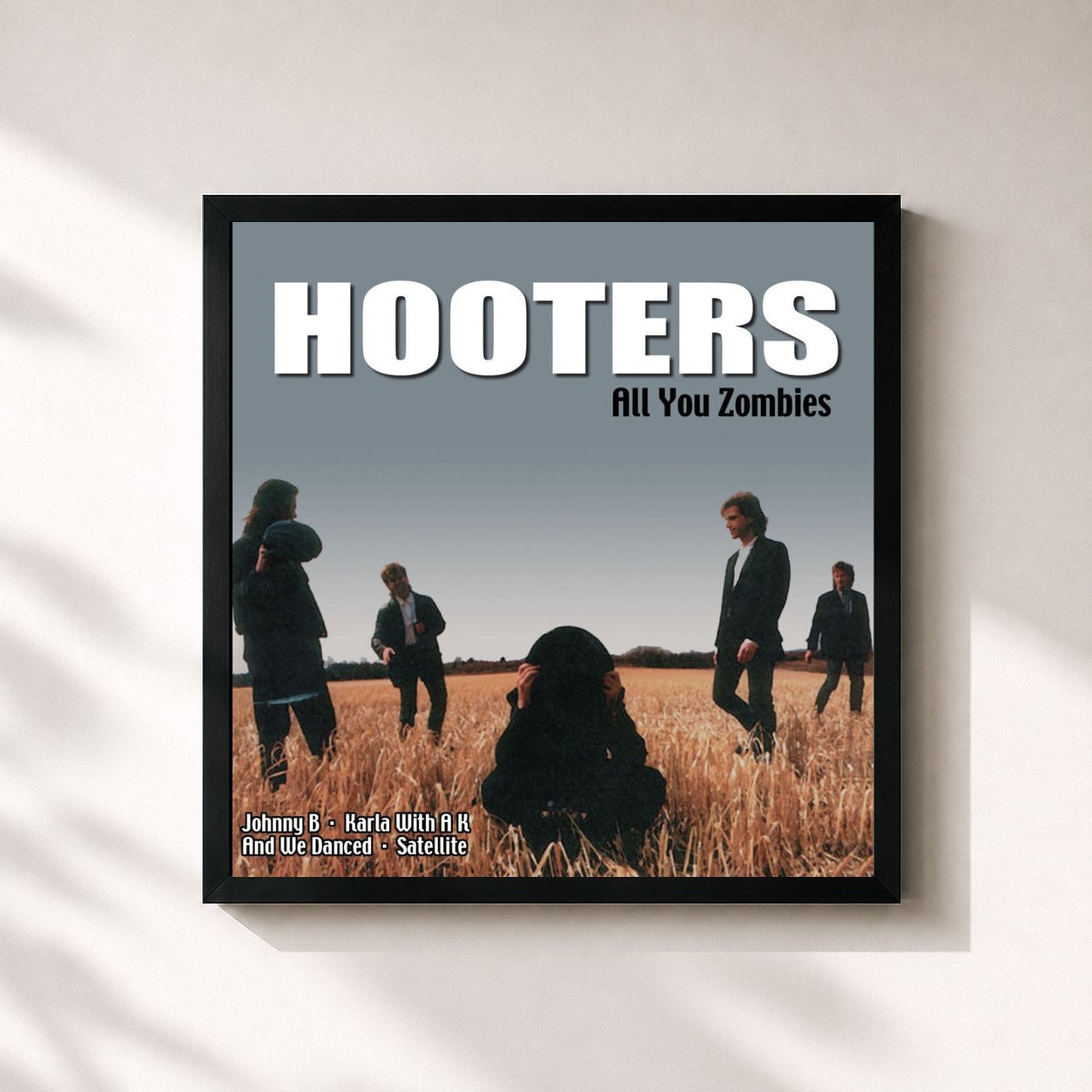 #noir Tableau carré de l'album All You Zombies de The Hooters, cadre noir 32x32 cm