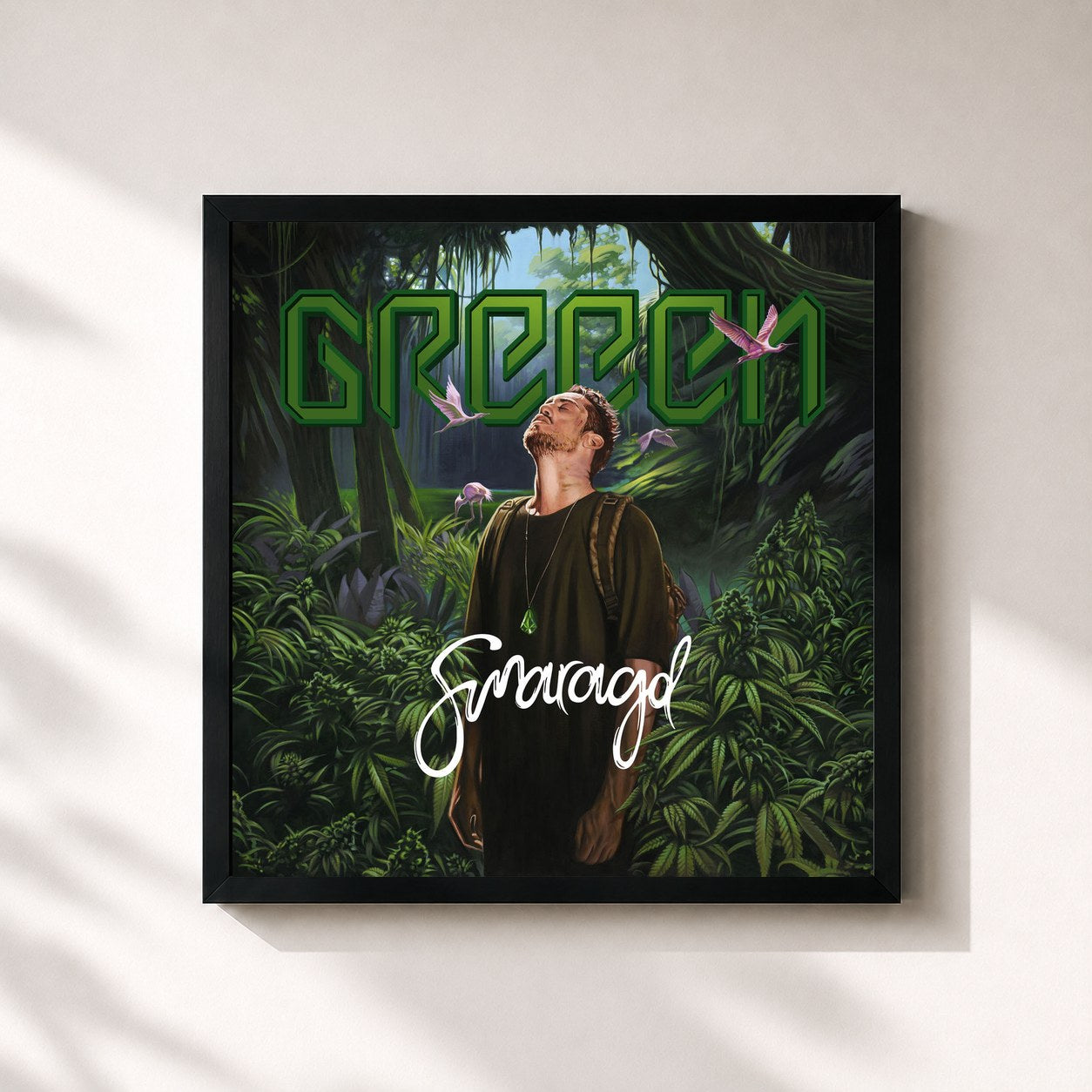 #noir Tableau carré de l'album Smaragd de GReeeN, cadre noir 32x32 cm
