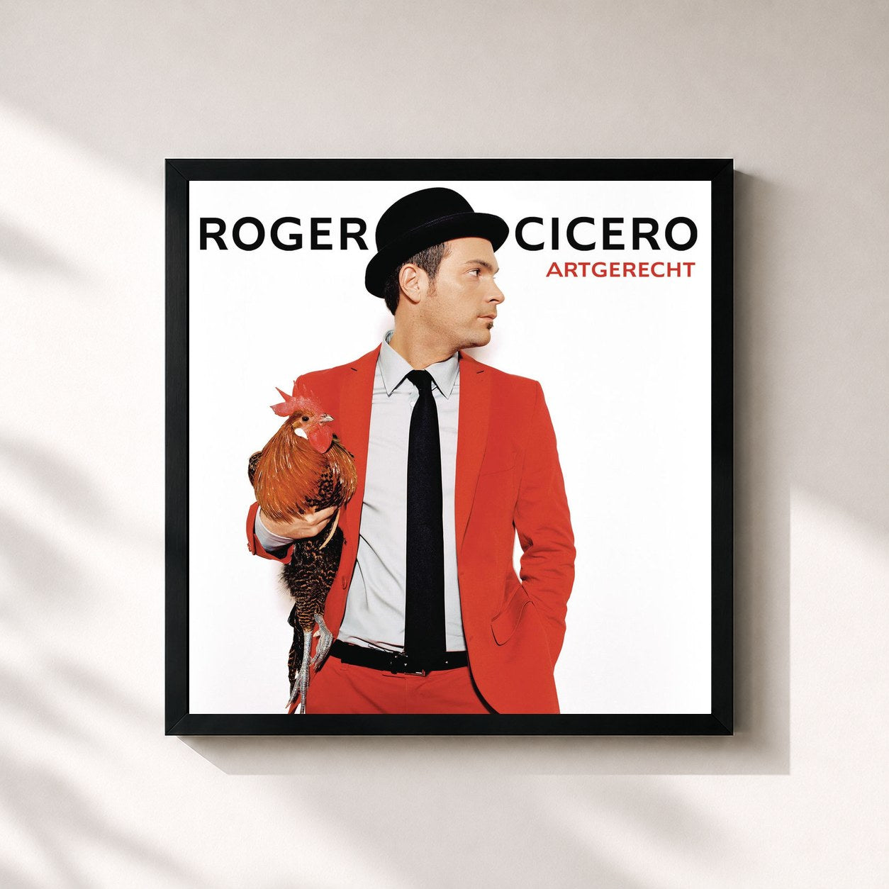 #noir Tableau carré de l'album Artgerecht de Roger Cicero, cadre noir 32x32 cm