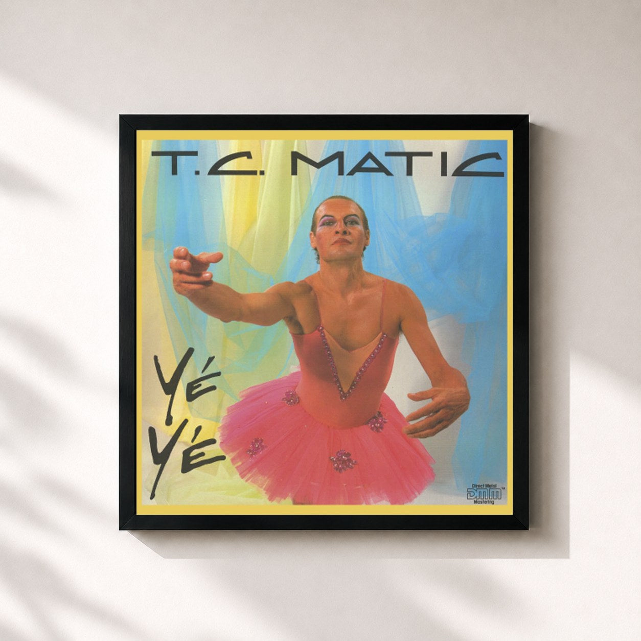 #noir Tableau carré de l'album Yé Yé de TC Matic, cadre noir 32x32 cm