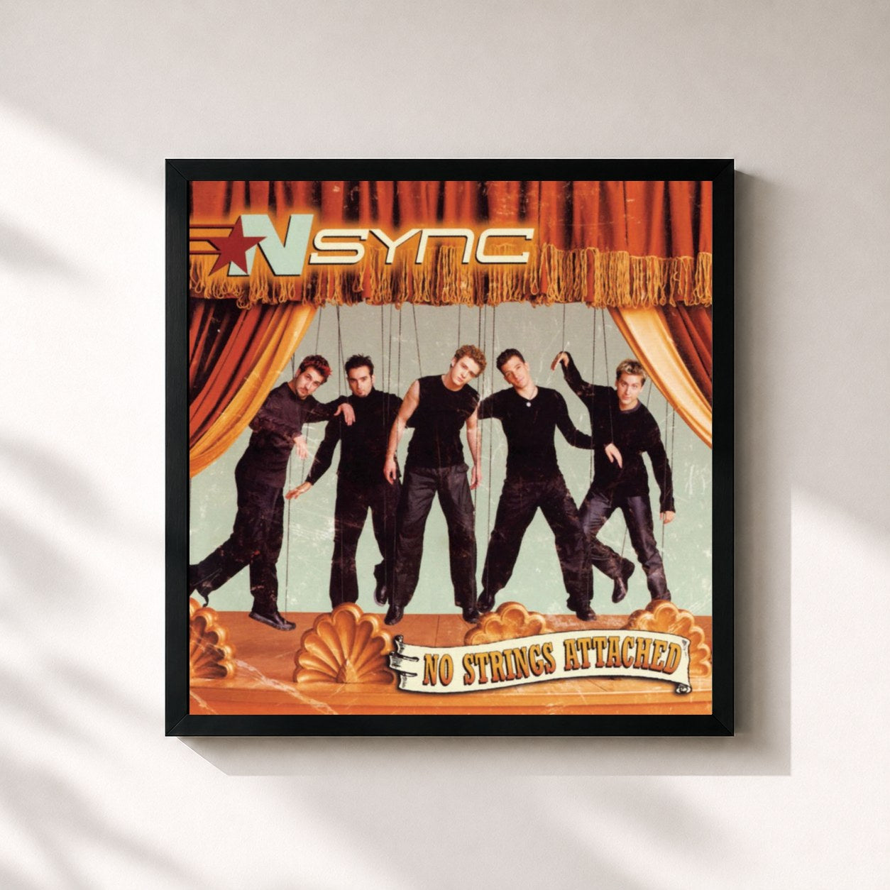 #noir Tableau carré de l'album No Strings Attached de *NSYNC, cadre noir 32x32 cm