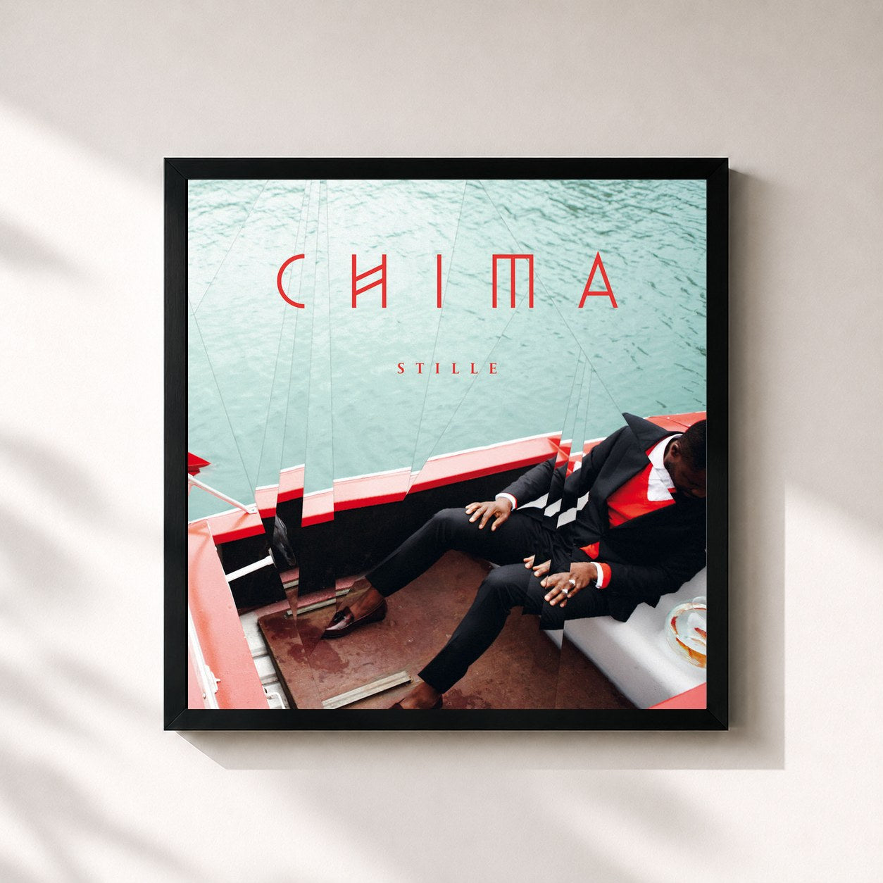 #noir Tableau carré de l'album Stille de Chima, cadre noir 32x32 cm