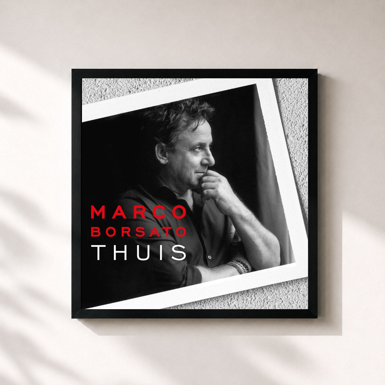 #noir Tableau carré de l'album Thuis de Marco Borsato, cadre noir 32x32 cm