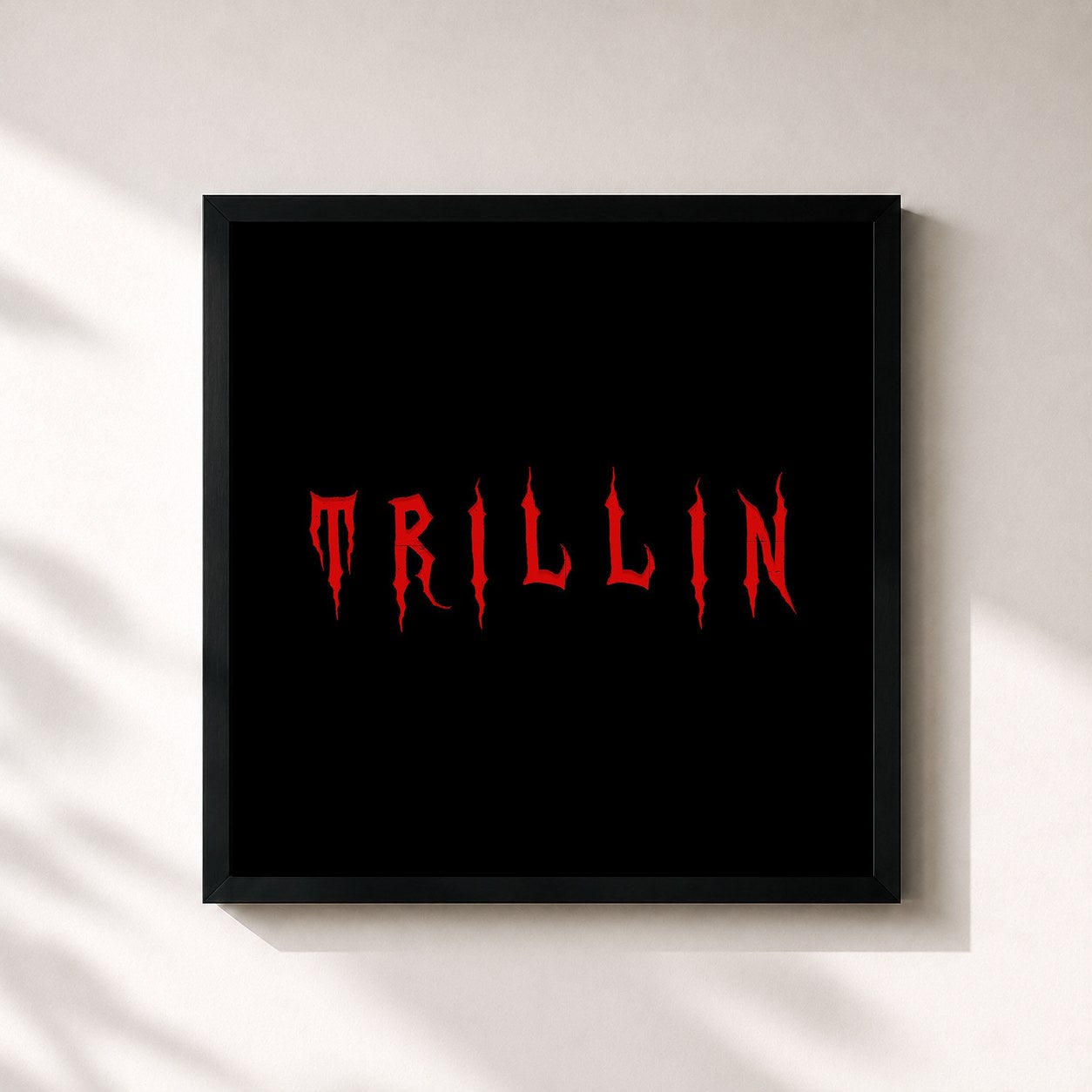 #noir Tableau carré de l'album Trillin' de Youngs Teflon, cadre noir 32x32 cm
