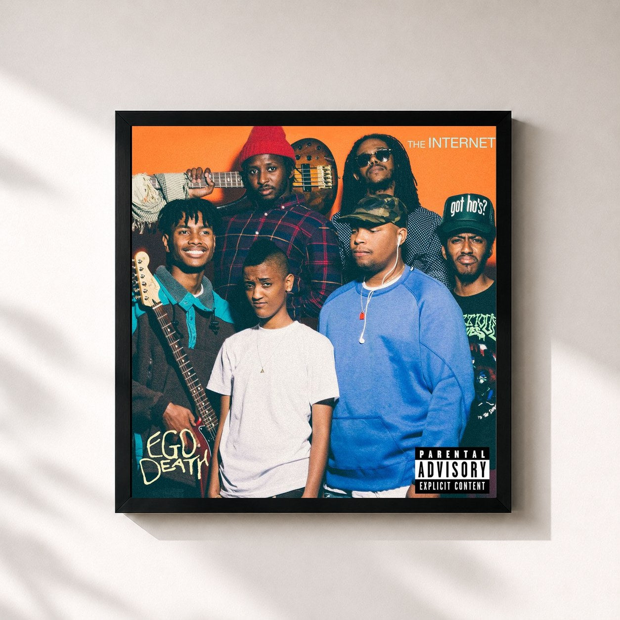 #noir Tableau carré de l'album Ego Death de The Internet, cadre noir 32x32 cm