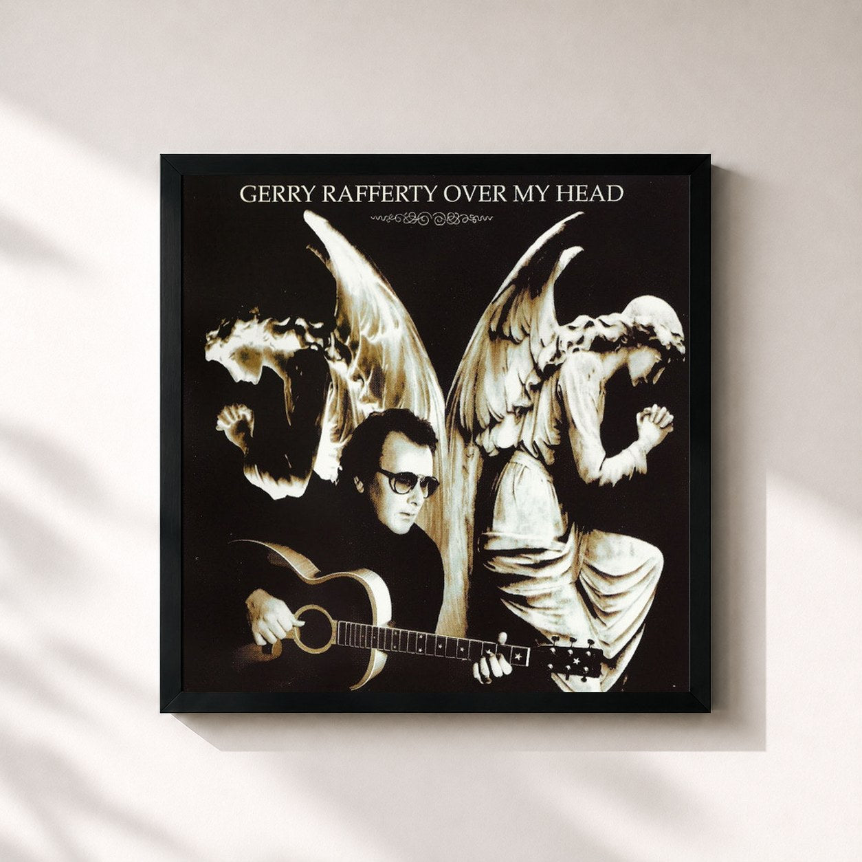 #noir Tableau carré de l'album Over My Head de Gerry Rafferty, cadre noir 32x32 cm
