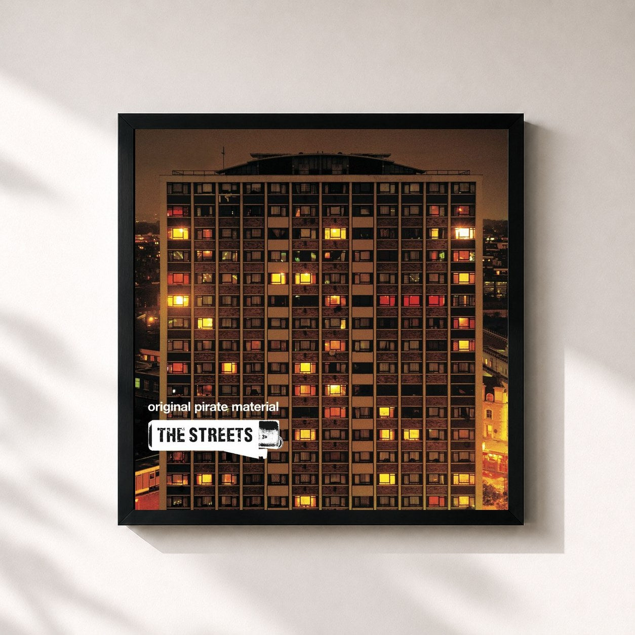 #noir Tableau carré de l'album Original Pirate Material de The Streets, cadre noir 32x32 cm