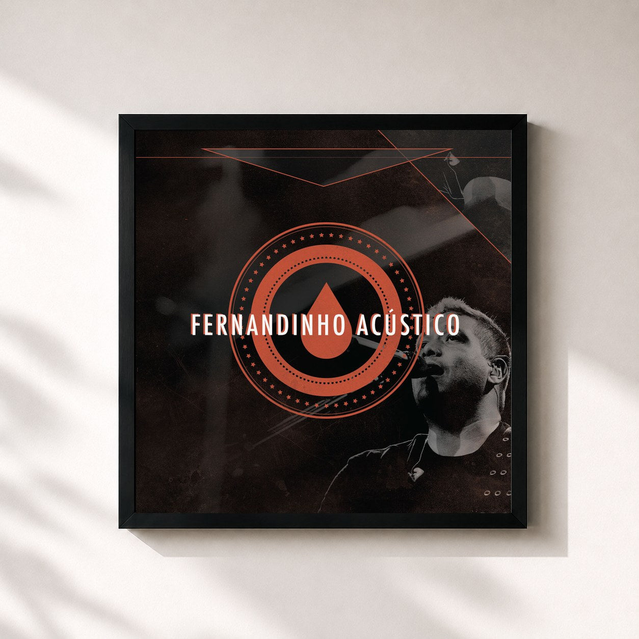 #noir Tableau carré de l'album Acústico de Fernandinho, cadre noir 32x32 cm