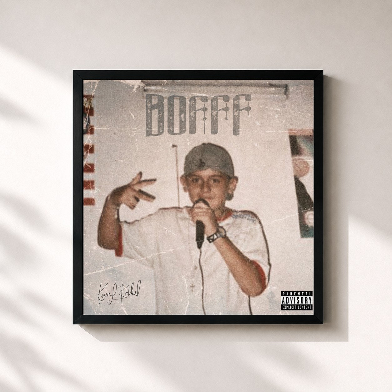 #noir Tableau carré de l'album Bofff de Kevin Roldan, cadre noir 32x32 cm
