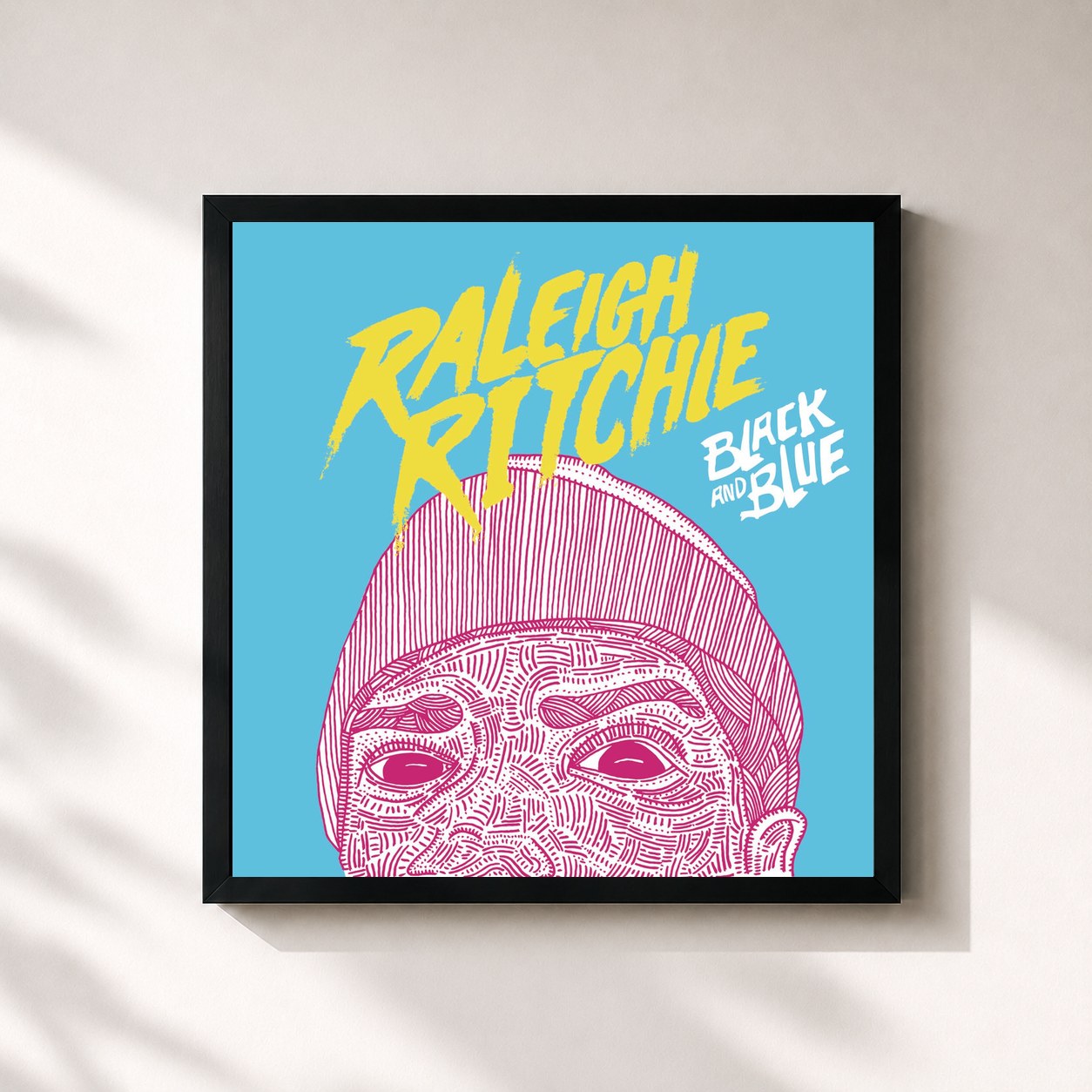 #noir Tableau carré de l'album Black and Blue - EP de Raleigh Ritchie, cadre noir 32x32 cm