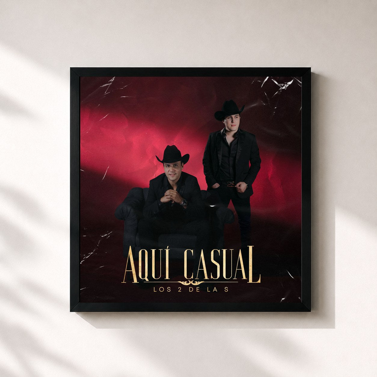 #noir Tableau carré de l'album Aquí Casual de Los 2 de la S, cadre noir 32x32 cm