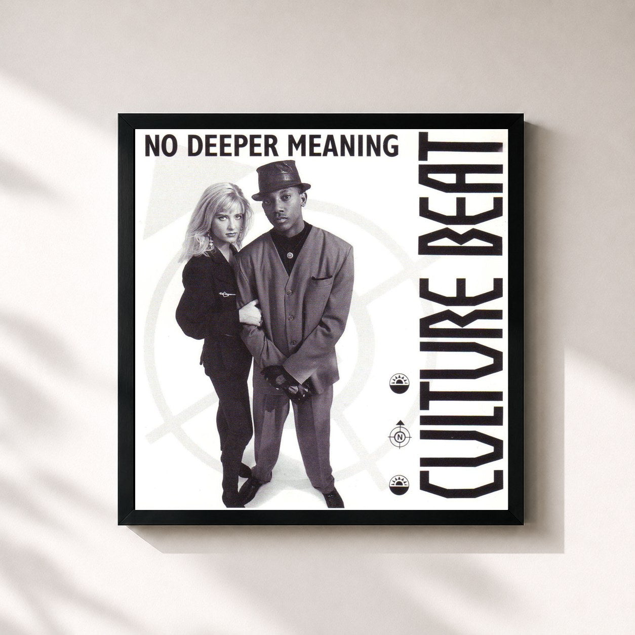 #noir Tableau carré de l'album No Deeper Meaning de Culture Beat, cadre noir 32x32 cm