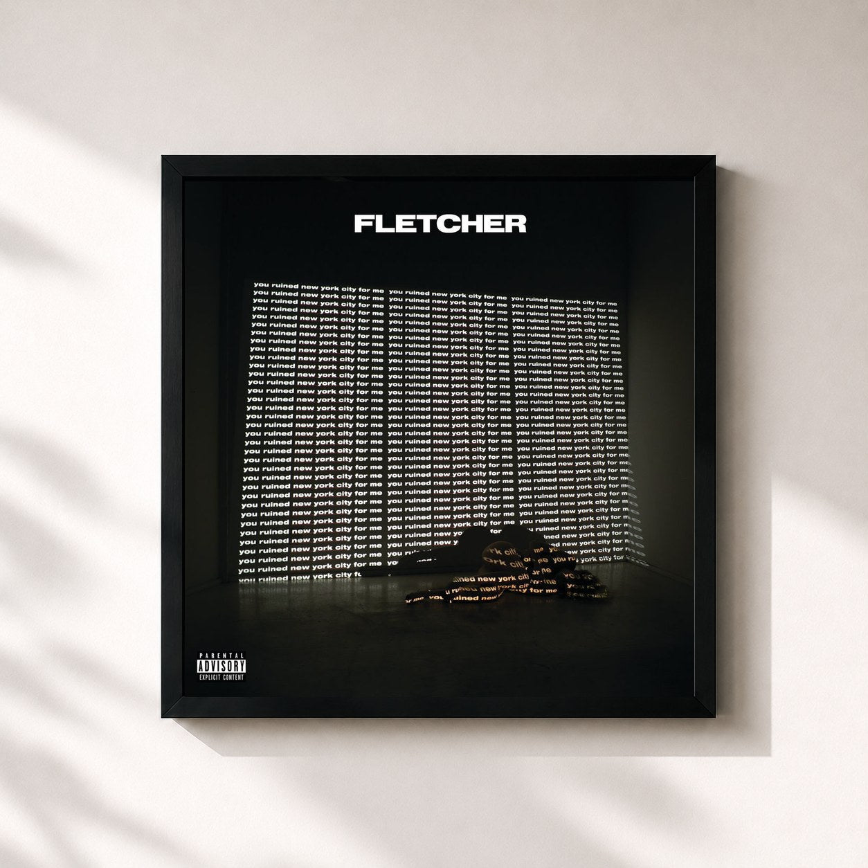 #noir Tableau carré de l'album you ruined new york city for me de FLETCHER, cadre noir 32x32 cm
