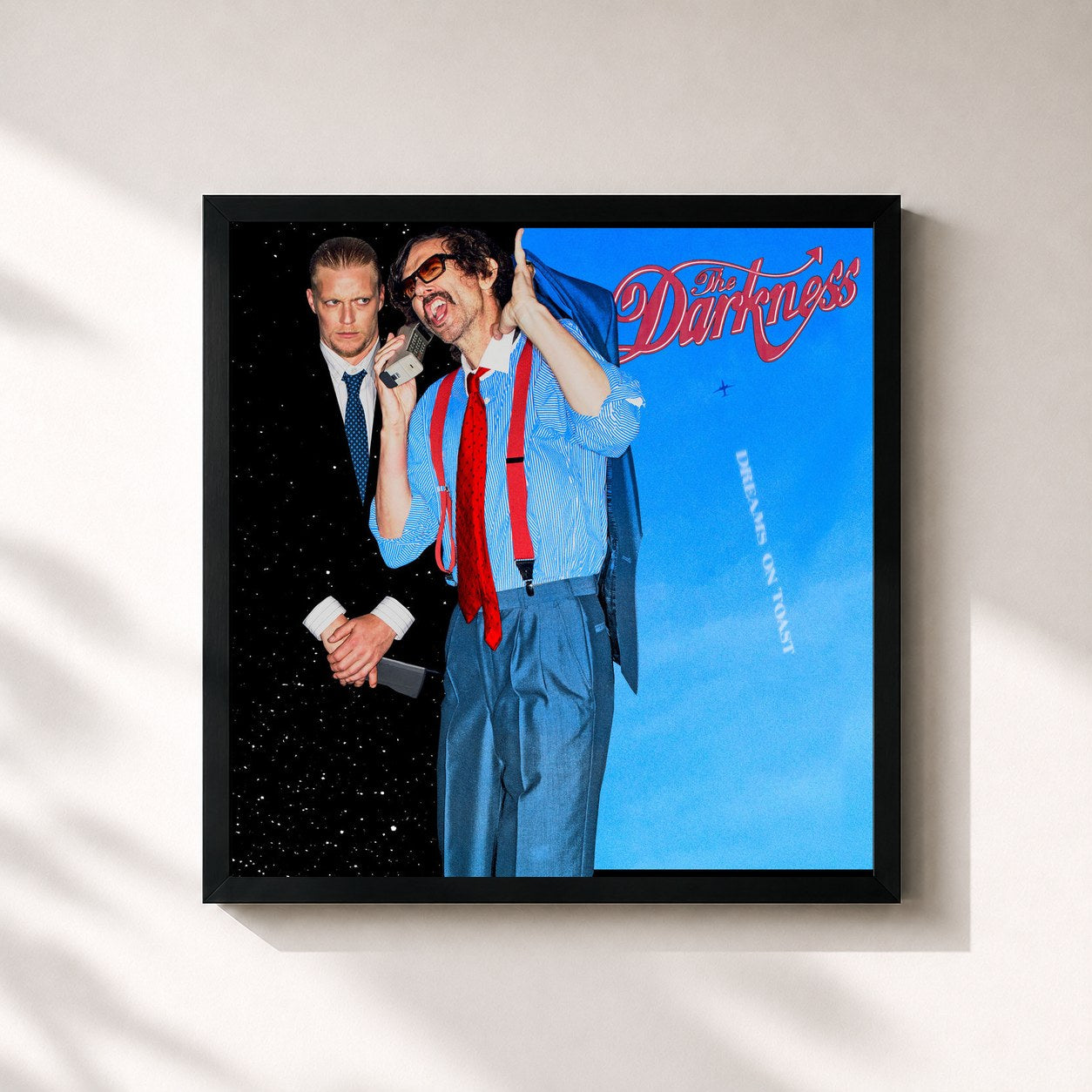 #noir Tableau carré de l'album Dreams on Toast de The Darkness, cadre noir 32x32 cm