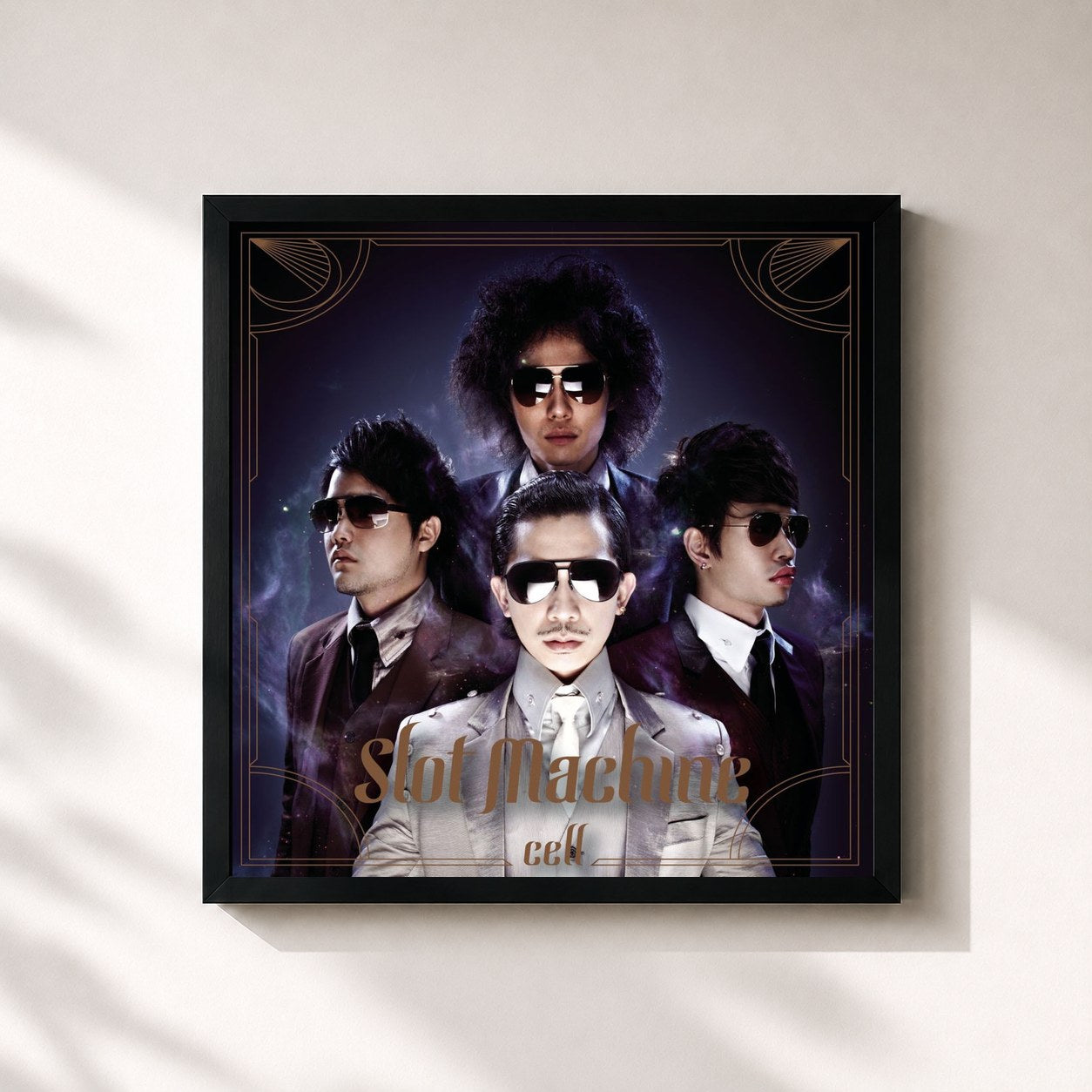 #noir Tableau carré de l'album Cell de Slot Machine, cadre noir 32x32 cm