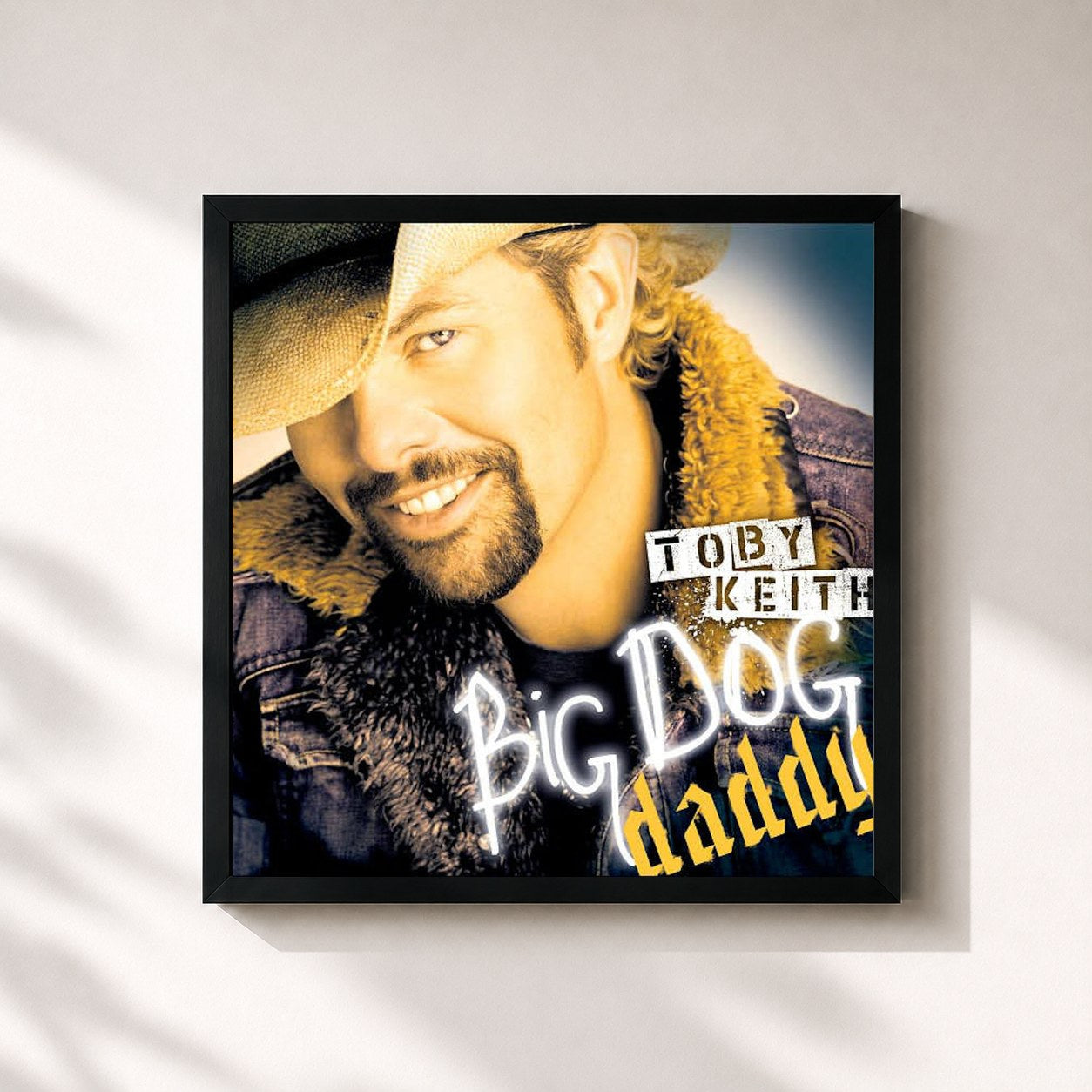 #noir Tableau carré de l'album Big Dog Daddy de Toby Keith, cadre noir 32x32 cm