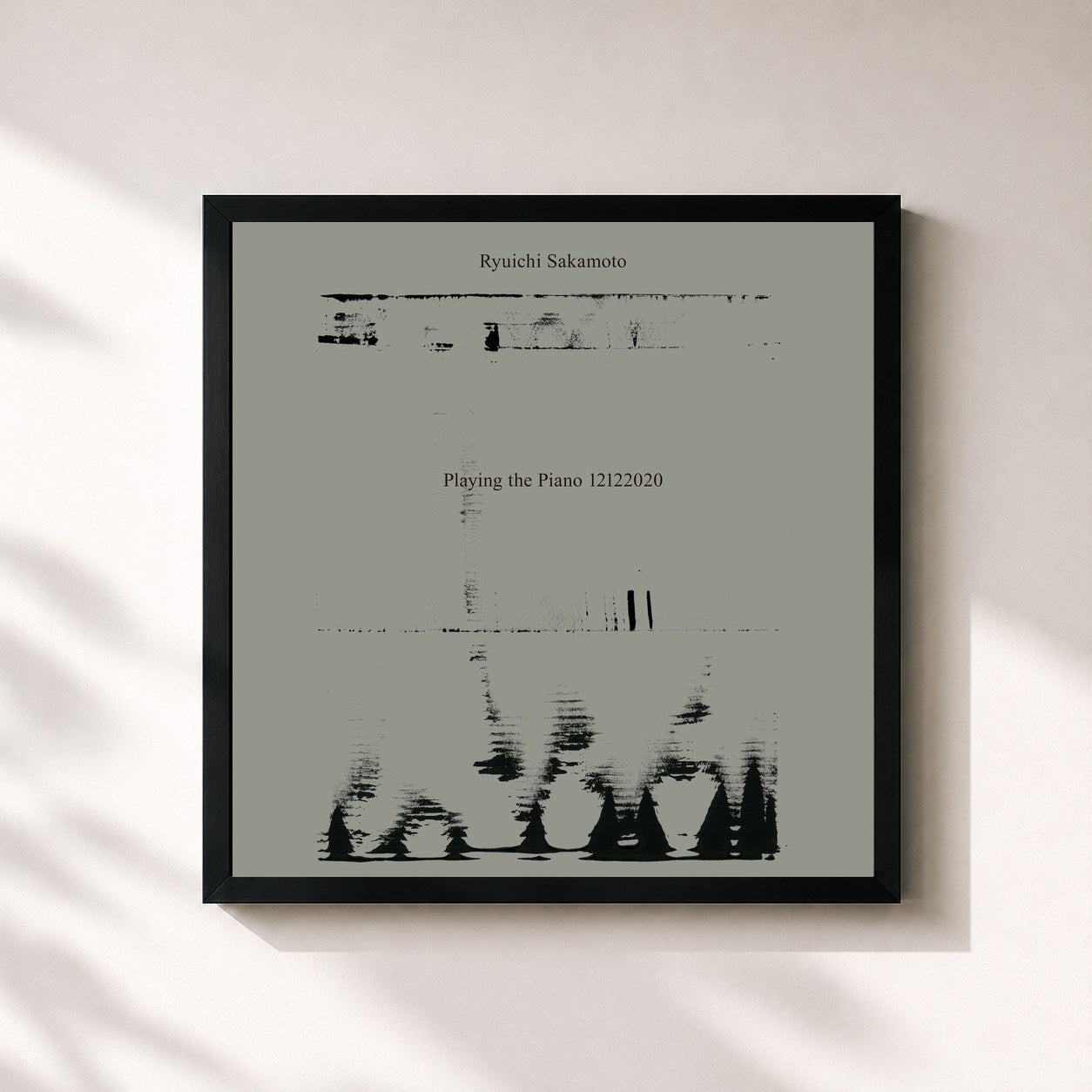 #noir Tableau carré de l'album Playing the Piano 12122020 de Ryuichi Sakamoto, cadre noir 32x32 cm